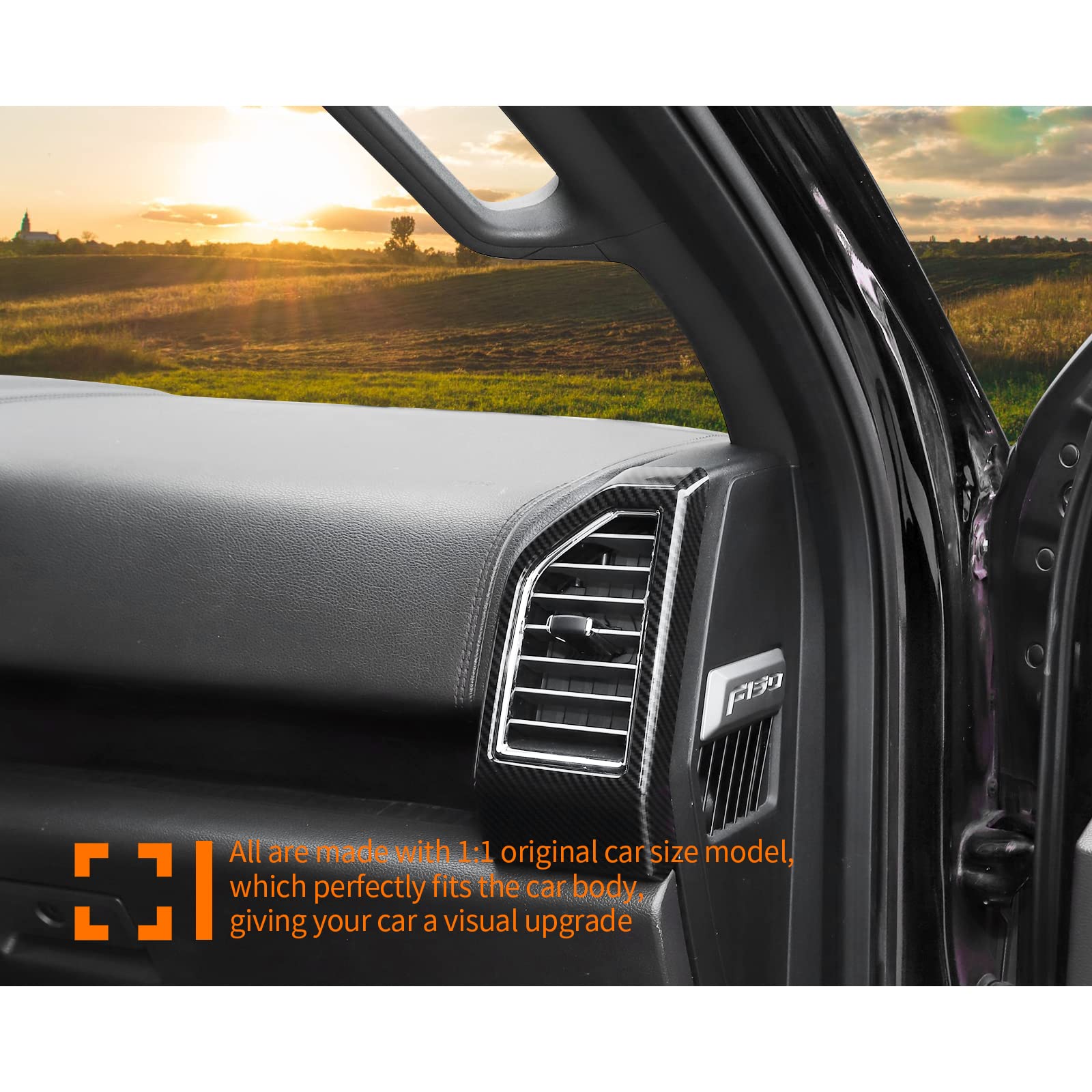 Hoolcar Interior Center Console Dashboard Navigation Trim Cover Kit ABS Accessories for 2015-2020 Ford F150, Carbon Fiber