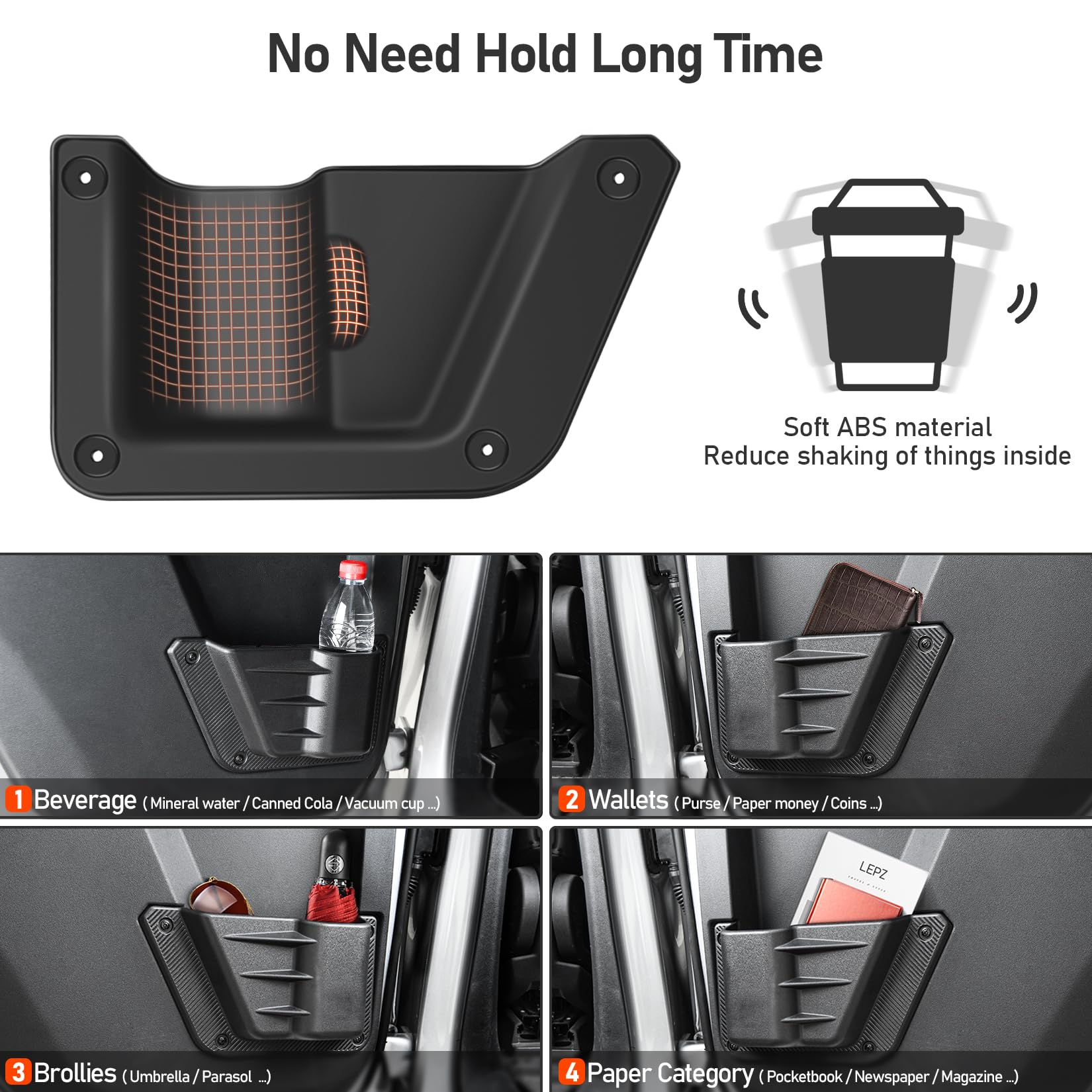 Lepz 2Pcs Rear Door Storage Pockets Compatible For Ford Bronco Accessories,Door Side Organizer Box Fit Bronco 4-Door 2021 2022 2