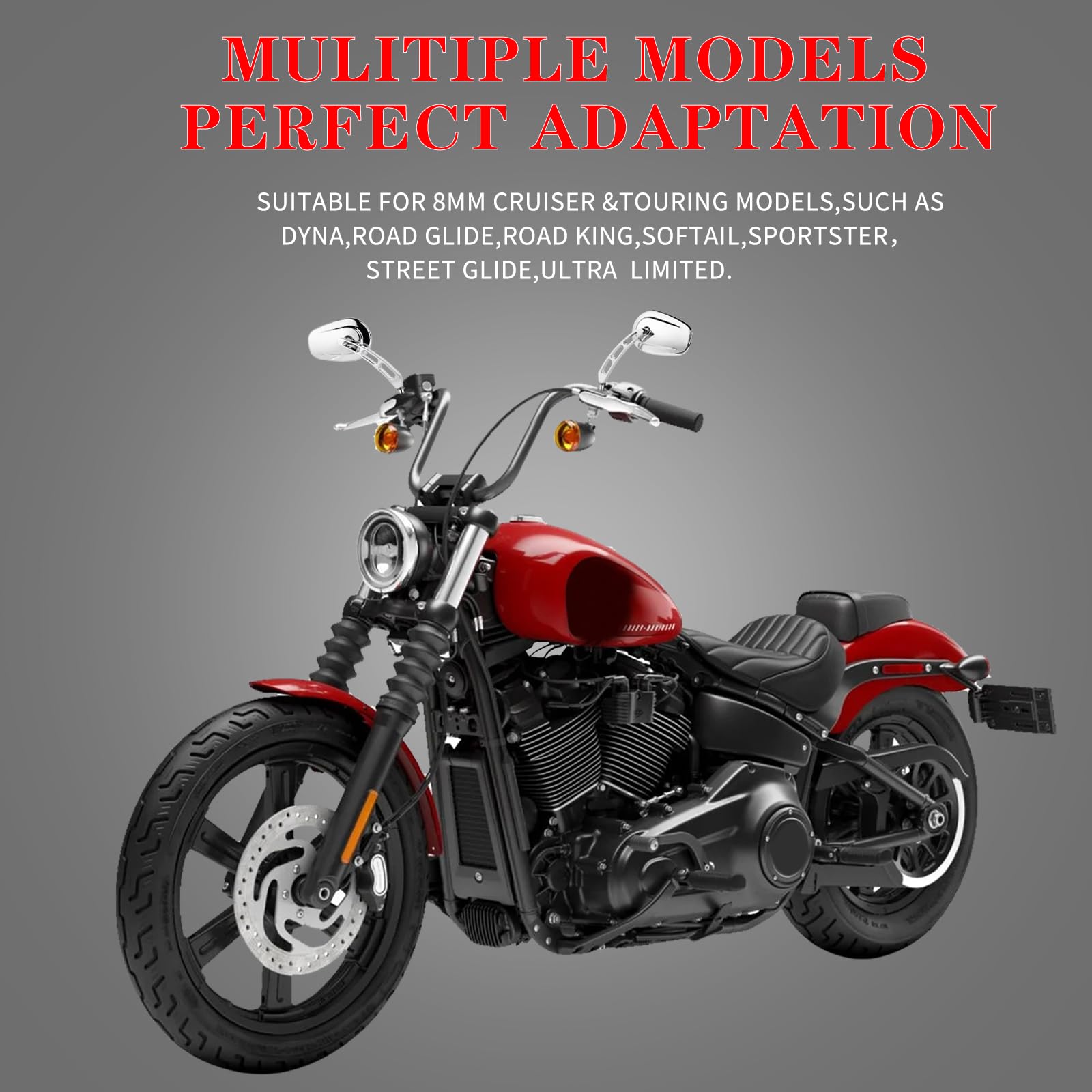 LDJXDADI Chrome 8mm Rearview Mirrors for Touring Road Glide FLTRX Electra Glide FLHT Road King FLHR Street Glide FLHX Sportster