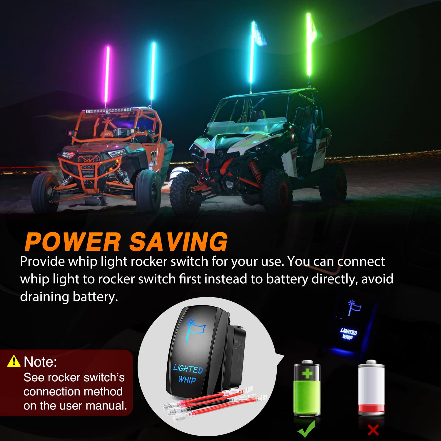 Nilight 2Pcs 3Ft Spiral Rgb Led Whip Light W/Rgb Chasing Light Rf Remote Control Lighted Antenna For Can-Am Atv Utv Rzr Polaris