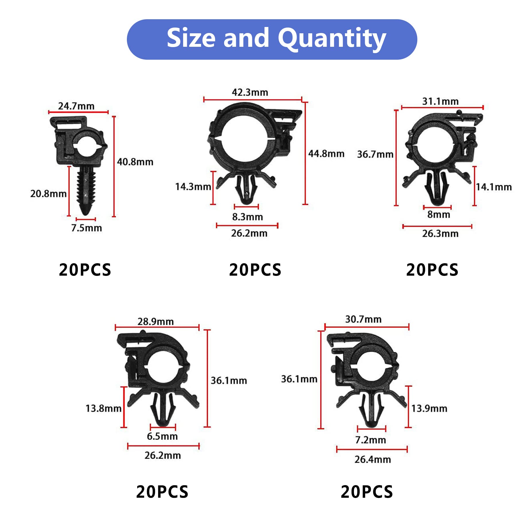 Joonzoie 150Pcs Wire Loom Clips Car Automotive Harness Routing Clips Assortment Kits - 10 Different Sizes Automotive Wire Routin
