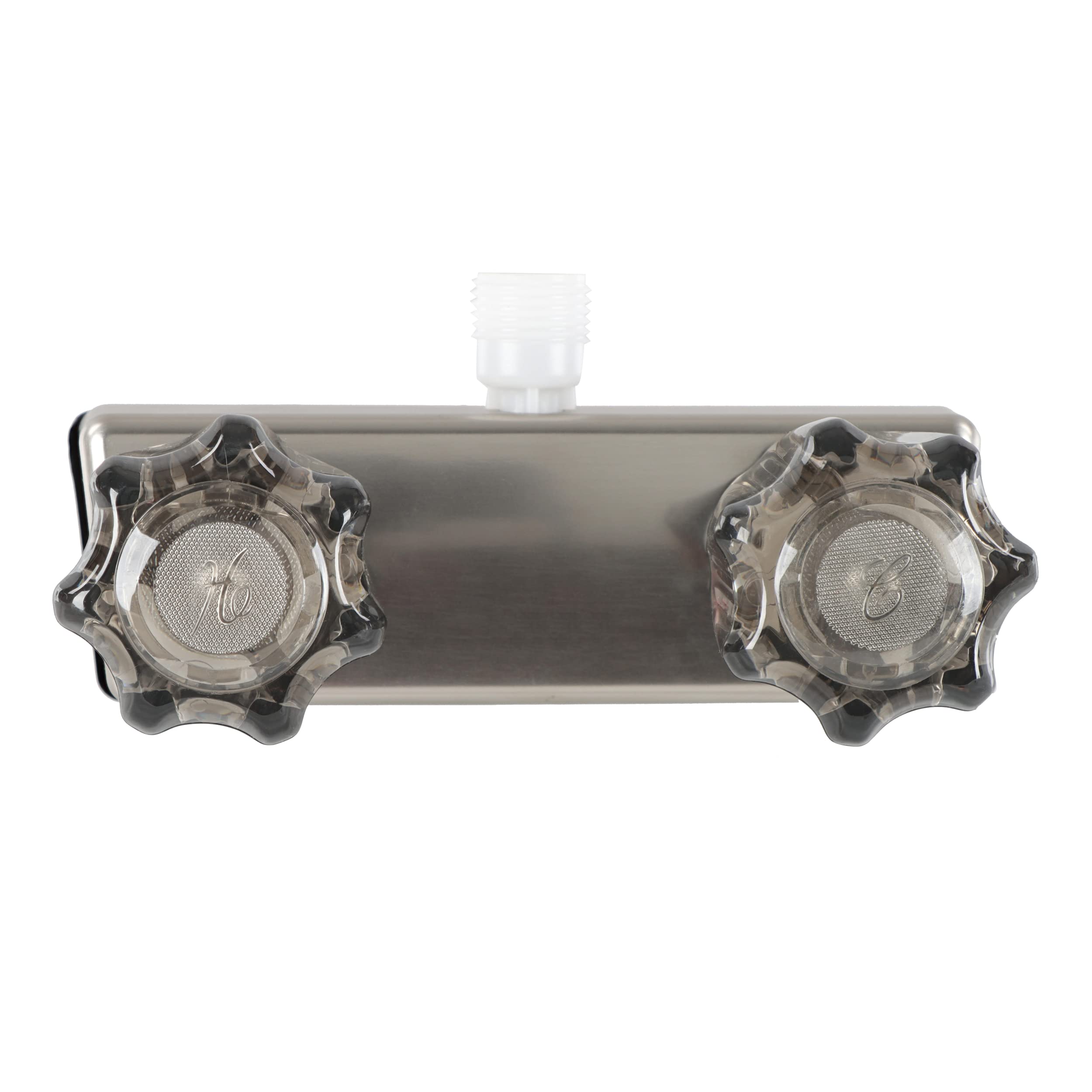 Empire Faucets Exterior Rv Shower Valve - 4In Nickel Camper Outdoor Shower Valve With Crystal Knobs And Vacuum Breaker