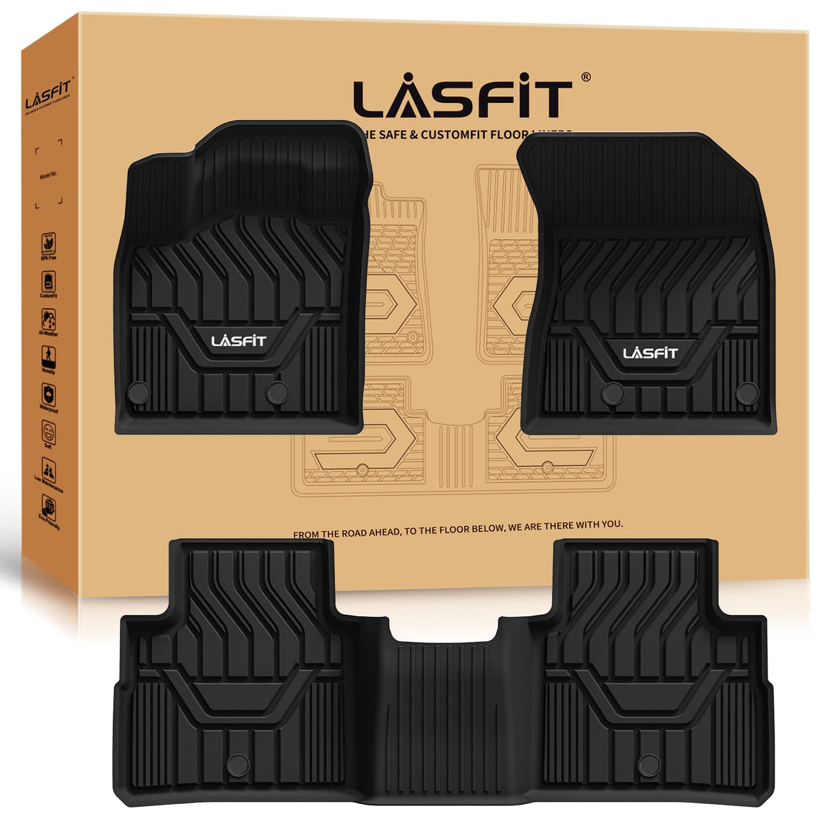 LASFIT Floor Mats for Nissan Rogue 2021-2025 (Not Fit Rogue Sport), All Weather TPE Custom Fit Easy Clean Durable No-Curling Odo