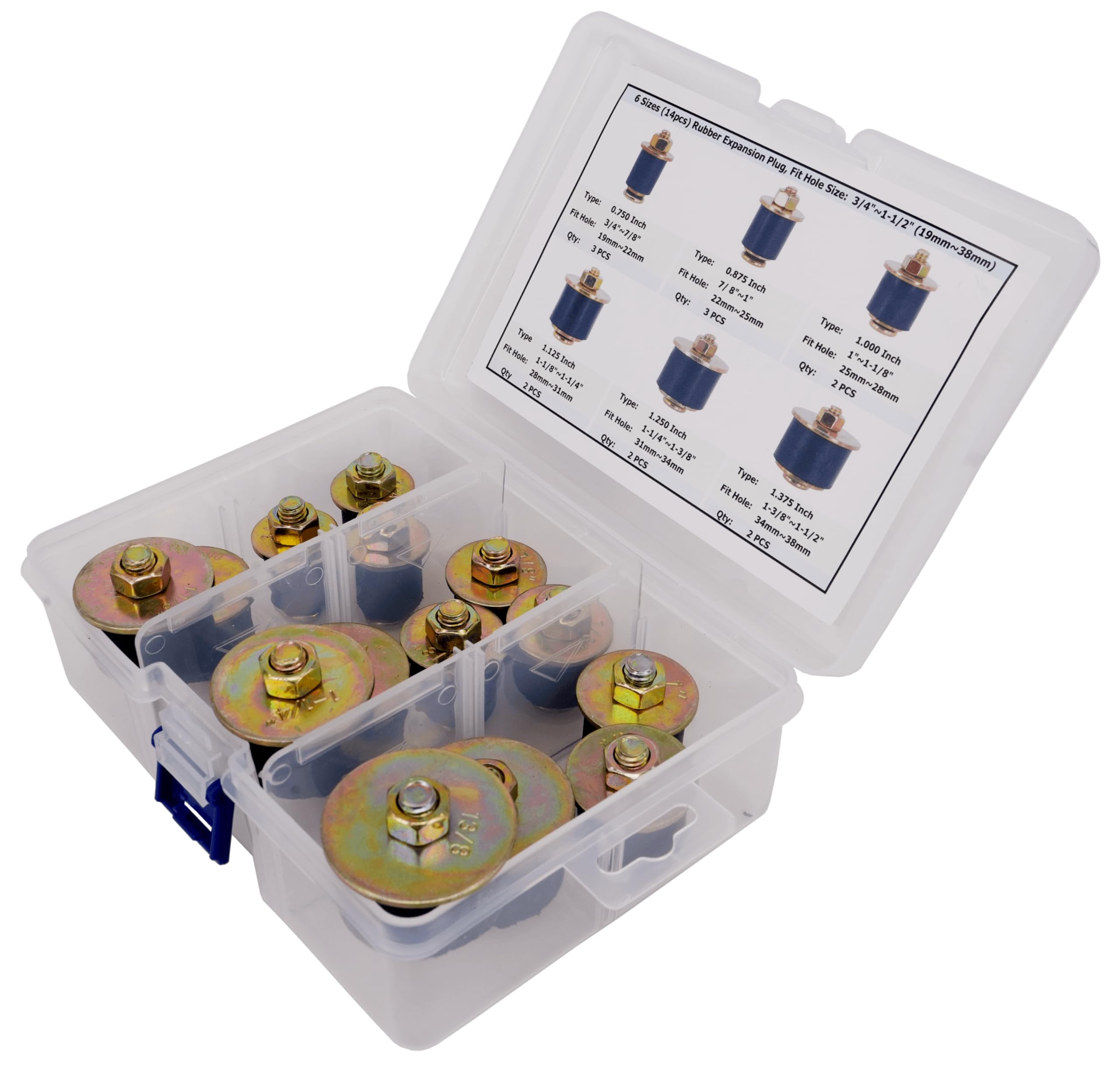 Dsnaduo 6 Sizes (14pcs) Neoprene Rubber Expansion Plug 3/4'' 7/8'' 1'' 1-1/8'' 1-1/4'' 1-3/8'', Automotive Rubber Freeze Frost P