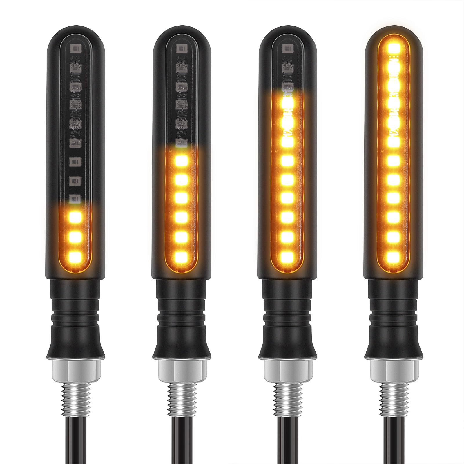 Kinstecks 4Pcs Motorcycle Indicators Flowing Turn Signal Lights Motorbike Turning Indicators 12V For Motorcycle Motorbike Led Amber