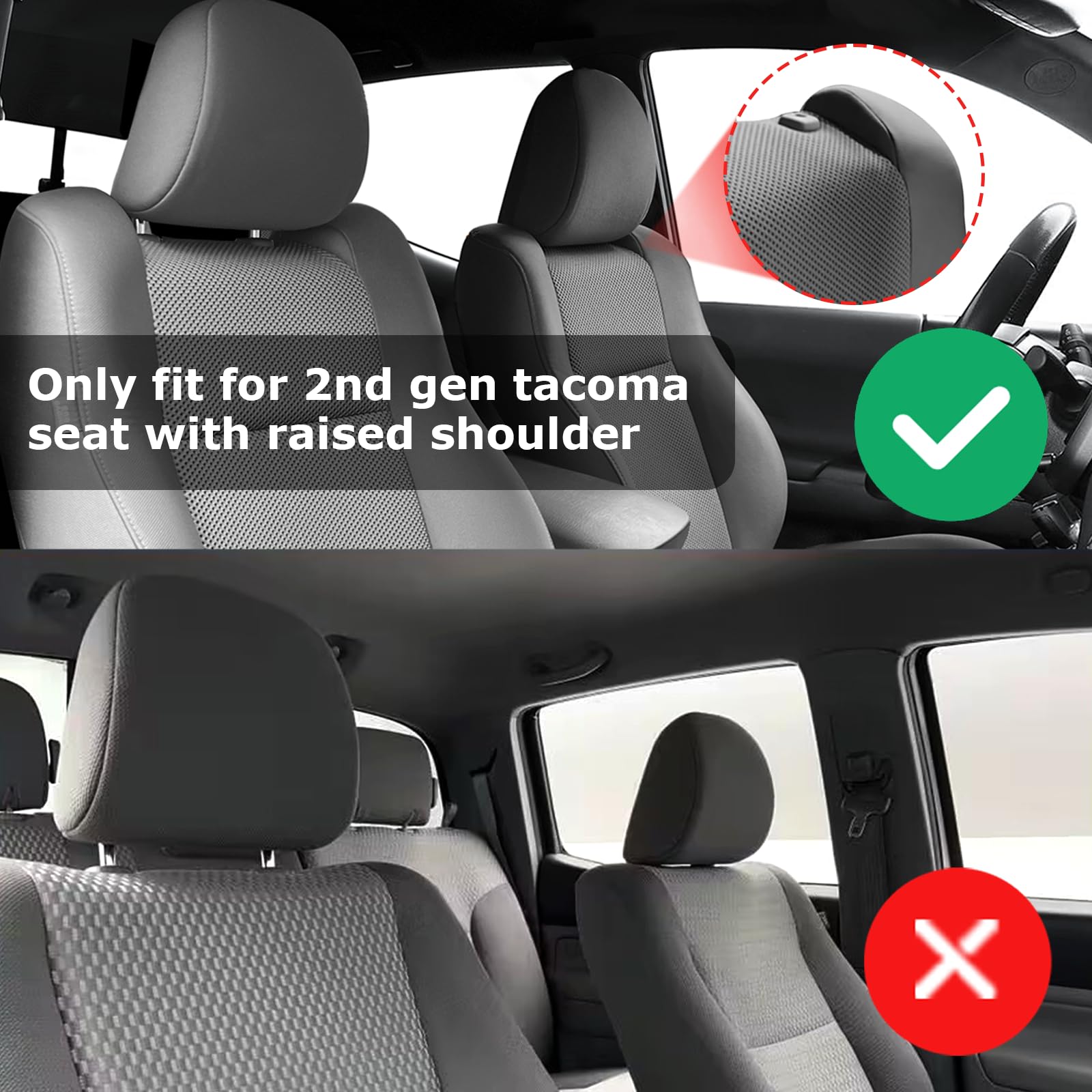 Carlimeki Tacoma Seat Covers Custom Fit For 2005 2006 2007 2008 2009 2010 2011 2012 2013 2014 2015 Crew Cab 2Nd Gen Tacoma Base,