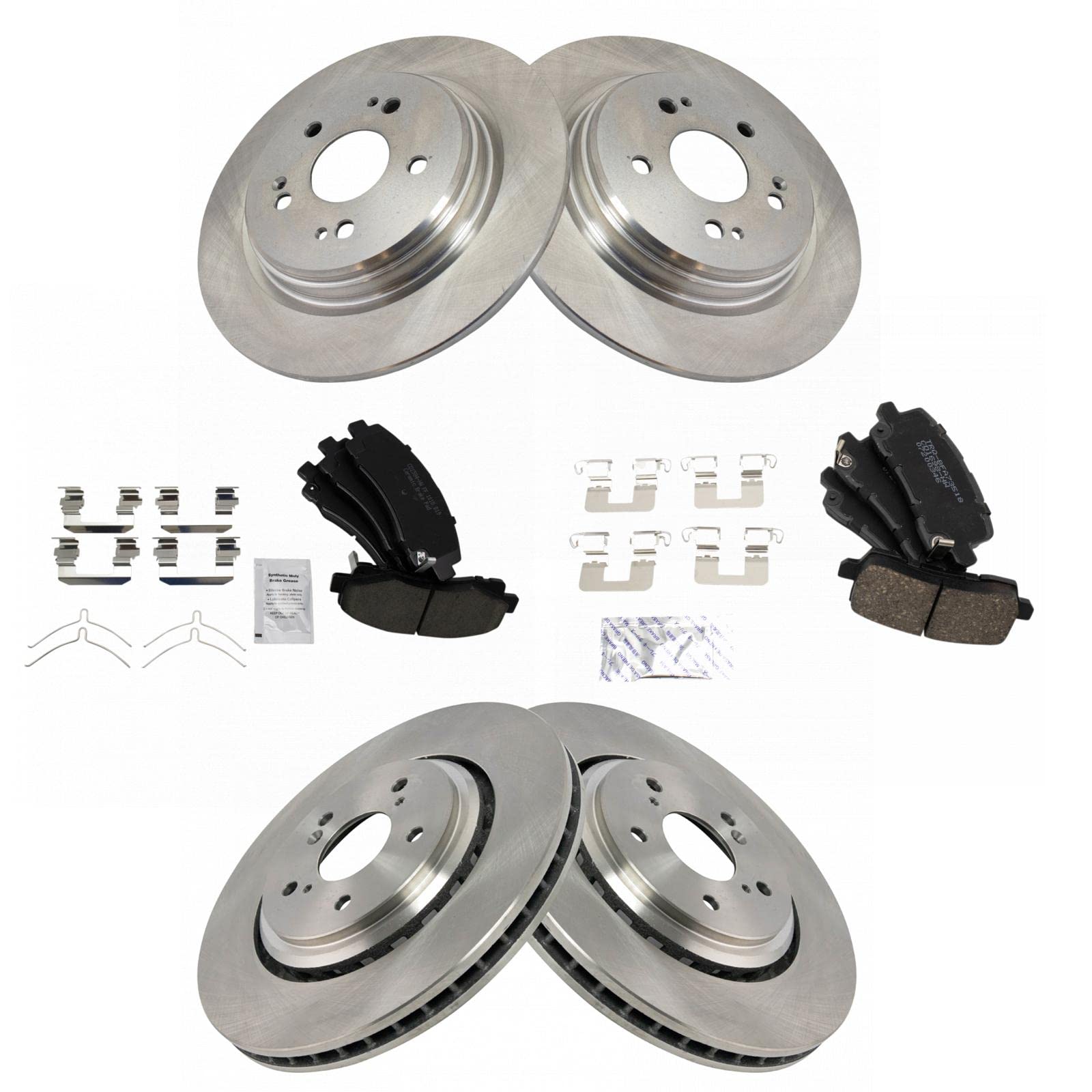 Trq Front And Rear Brake Pad & Rotor Kit Brake Pads Brake Rotor Ceramic Compatible With 2015-2020 Acura Tlx