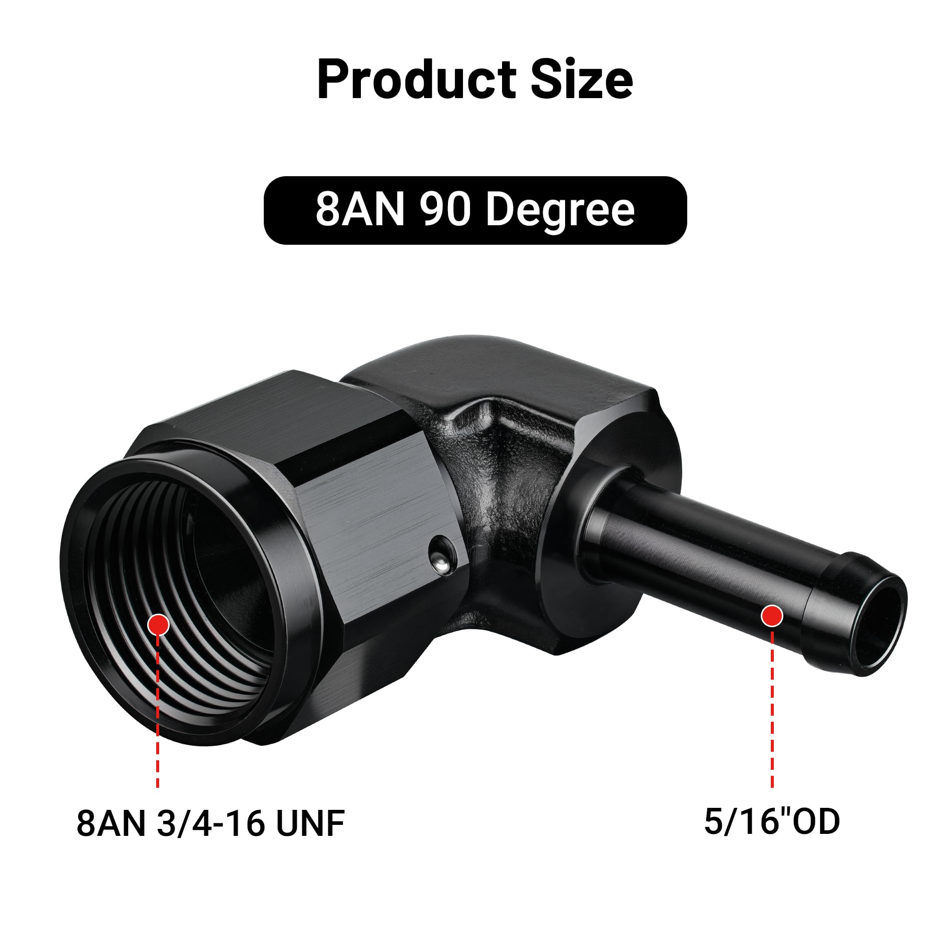 Evil Energy 8An Female To 5/16'' Barb Hose Fitting 90 Degree Swivel