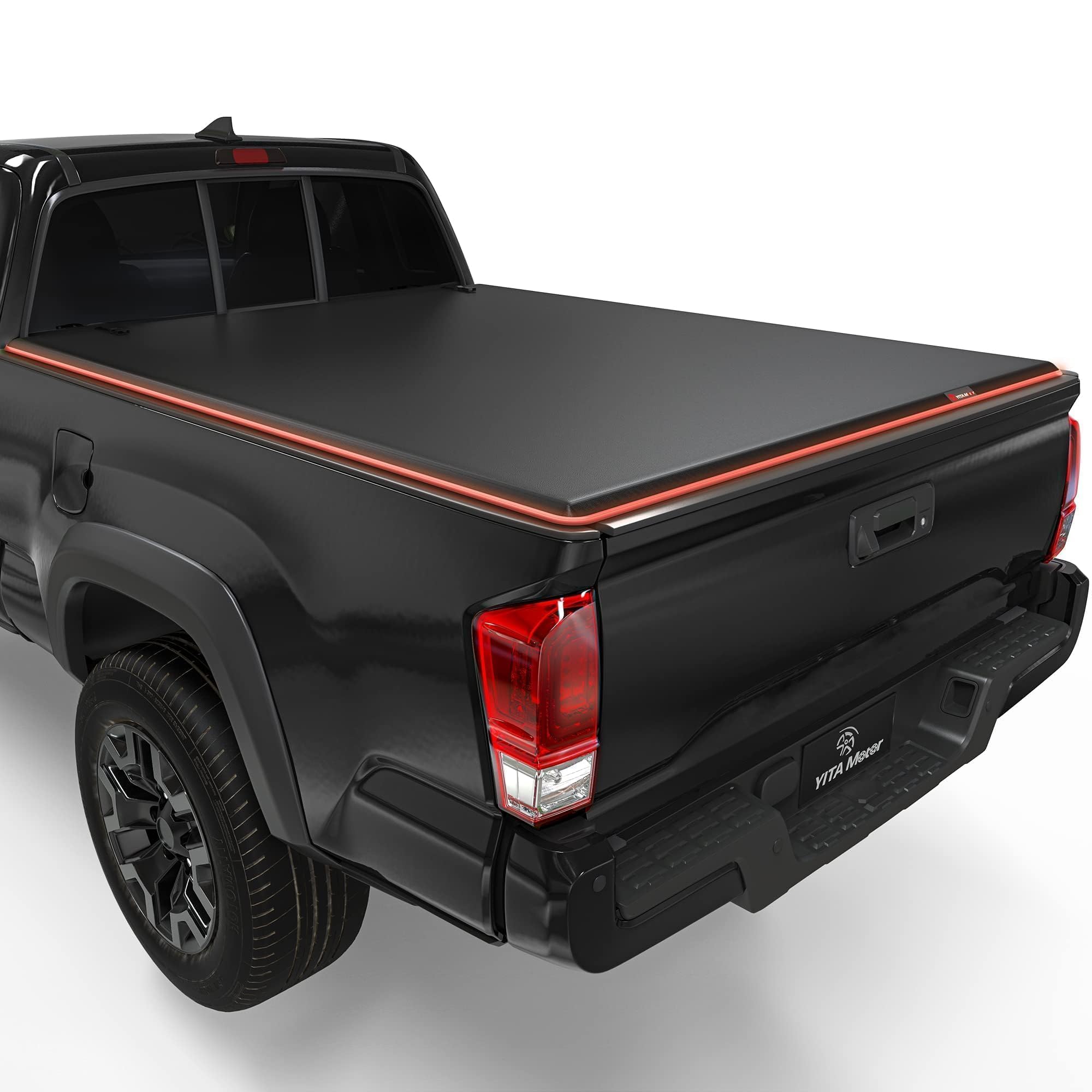 Yitamotor Soft Tri-Fold Truck Bed Tonneau Cover Compatible With 2016-2023 Toyota Tacoma(Excl. Trail Edition) 5 Ft Bed With Deck