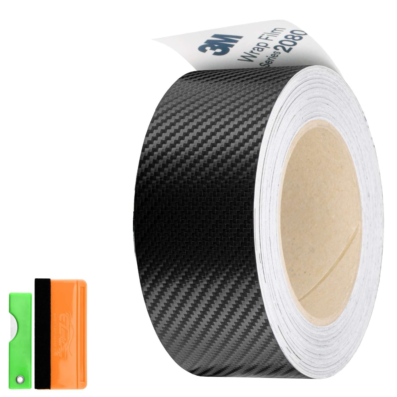 2 Inches X 50 Feet Carbon Fiber Black 3M 2080 Vinyl Wrap Kit For Black Out Chrome Delete Window Trim Door Trim With Tool Kit