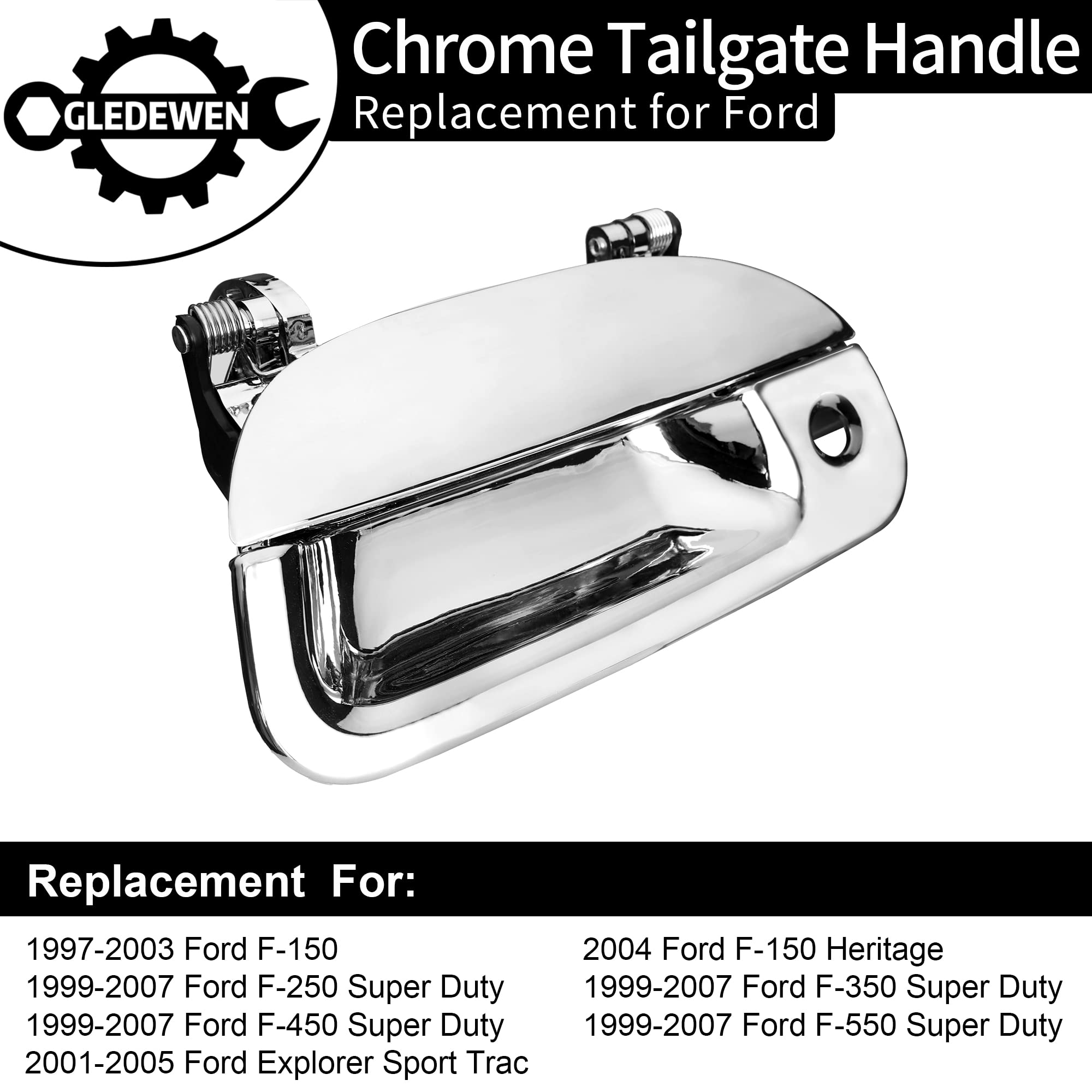 Tailgate Door Handle Chrome, Compatible With 1997-2007 Ford F150 F250 F350 F450 F550 Super Duty, 01-05 Ford Explorer Sport Trac,