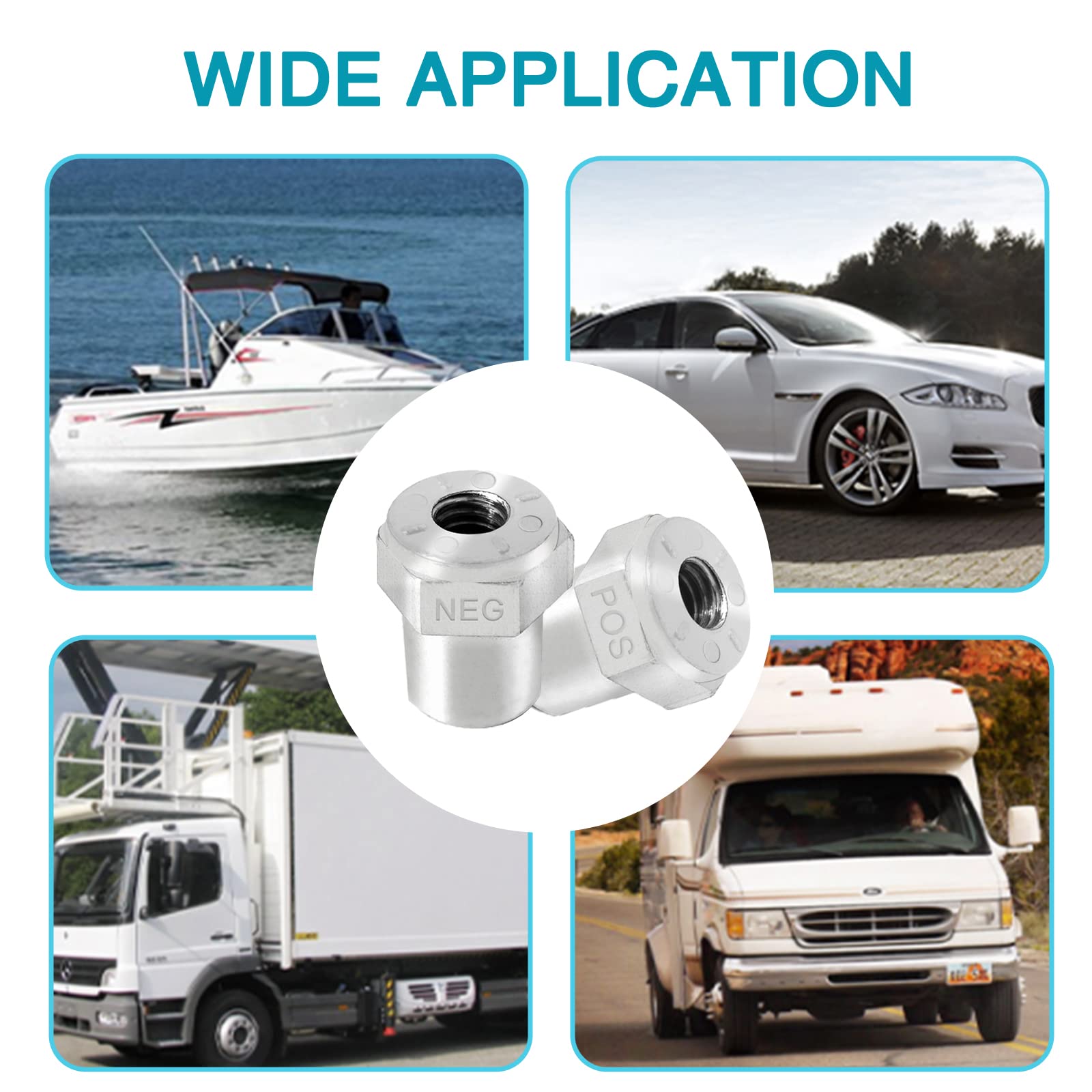 Car Battery Post Adapter: 4Pcs Side Post To Top Post Battery Adapter With 3/8' Female Thread