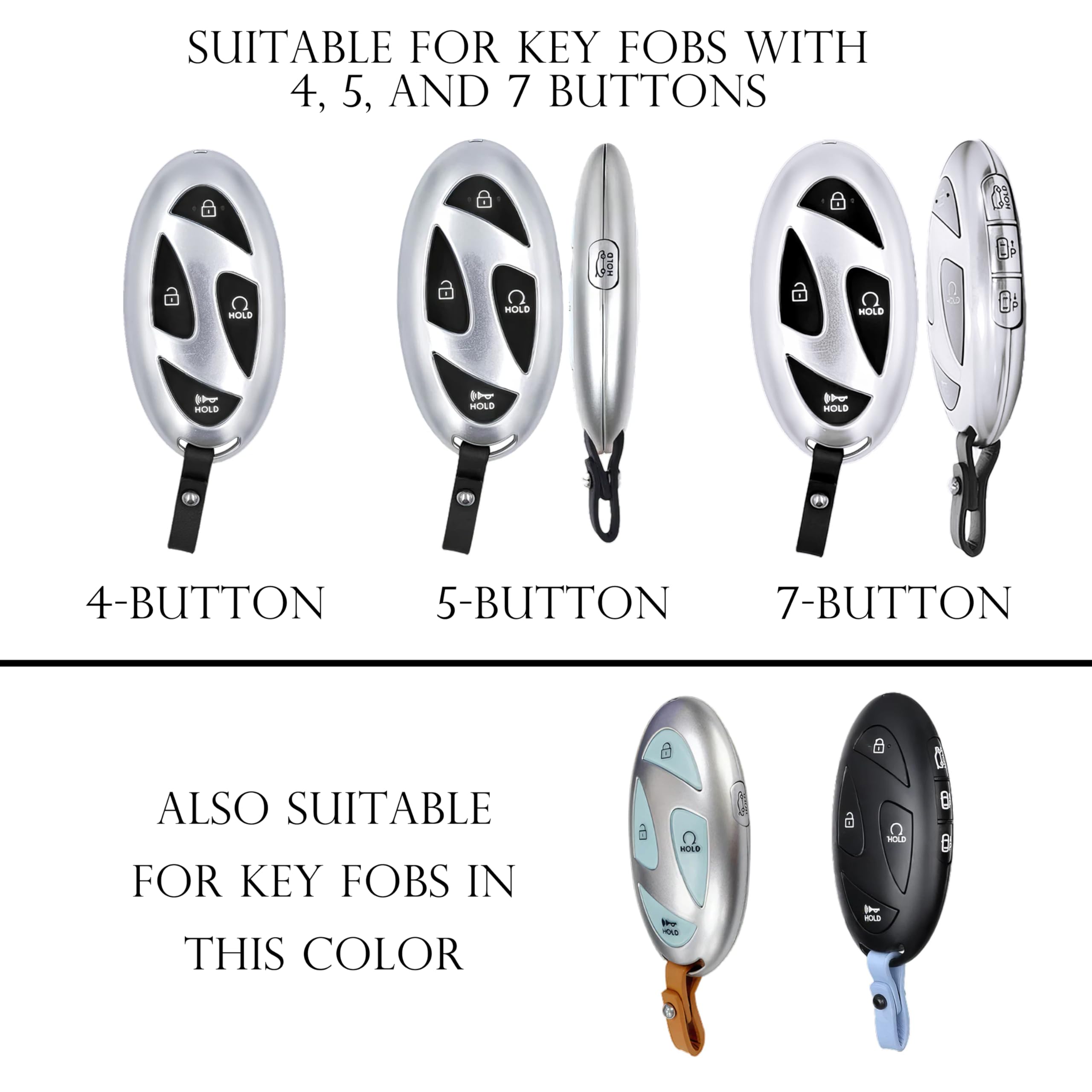 TANDRIVE Key Fob Cover for Hyundai 2025 2024 Tucson Elantra Santa Fe Kona Sonata IONIQ, 4 5 7-Button, Silicone, 2-Pack, Black an