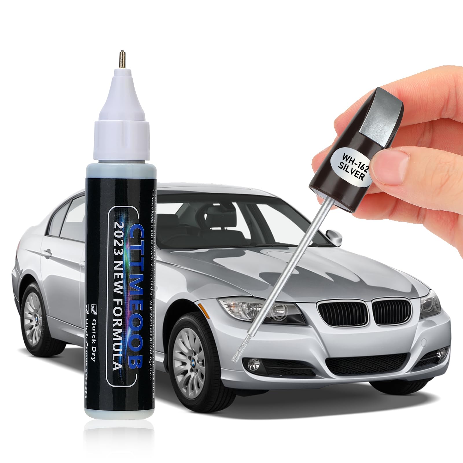 Silver Touch Up Paint For Cars, Two-In-One Car Paint Scratch Repair Pen, Quick & Easy Solution To Repair Minor Automotive Scratc