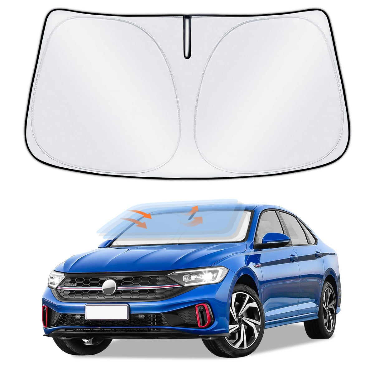 Sun Shade Sunshade for Volkswagen Jetta Windshield Cover, 4-Layer Front Window Shade Custom fit VW Jetta 2019-2024 2025 Sun Viso
