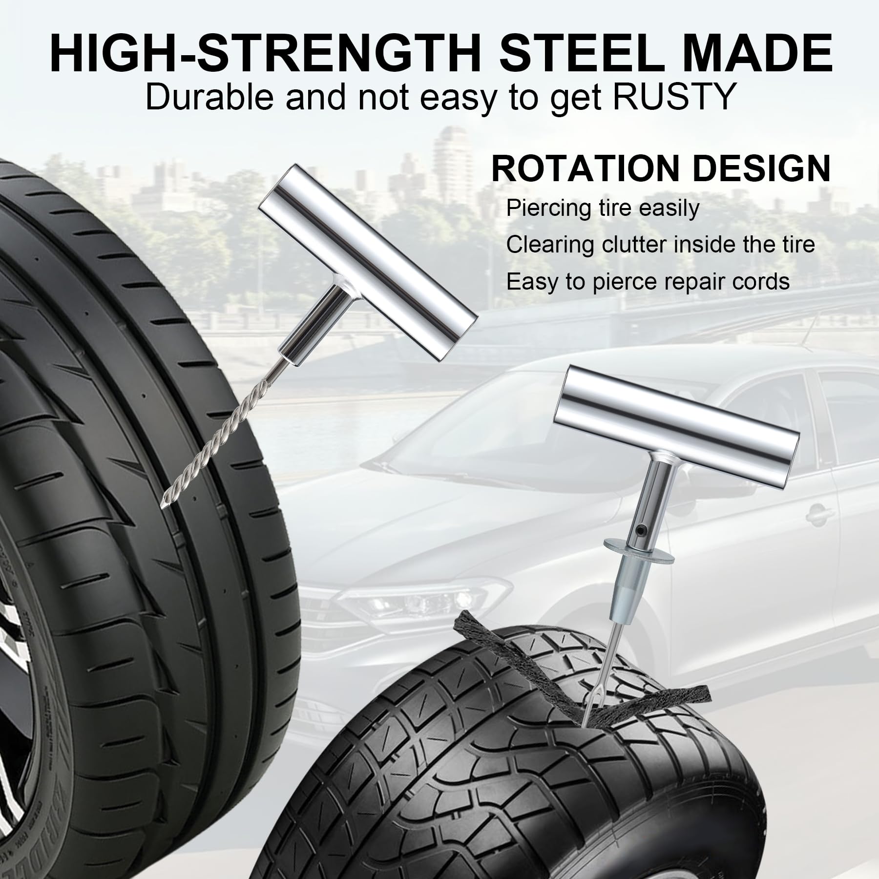 Singaro Tire Repair Kit With Plugs, 68Pcs Tire Plug Kit Heavy Duty Professional For Car, Motorcycle, Jeep, Truck, Tractor Flat T