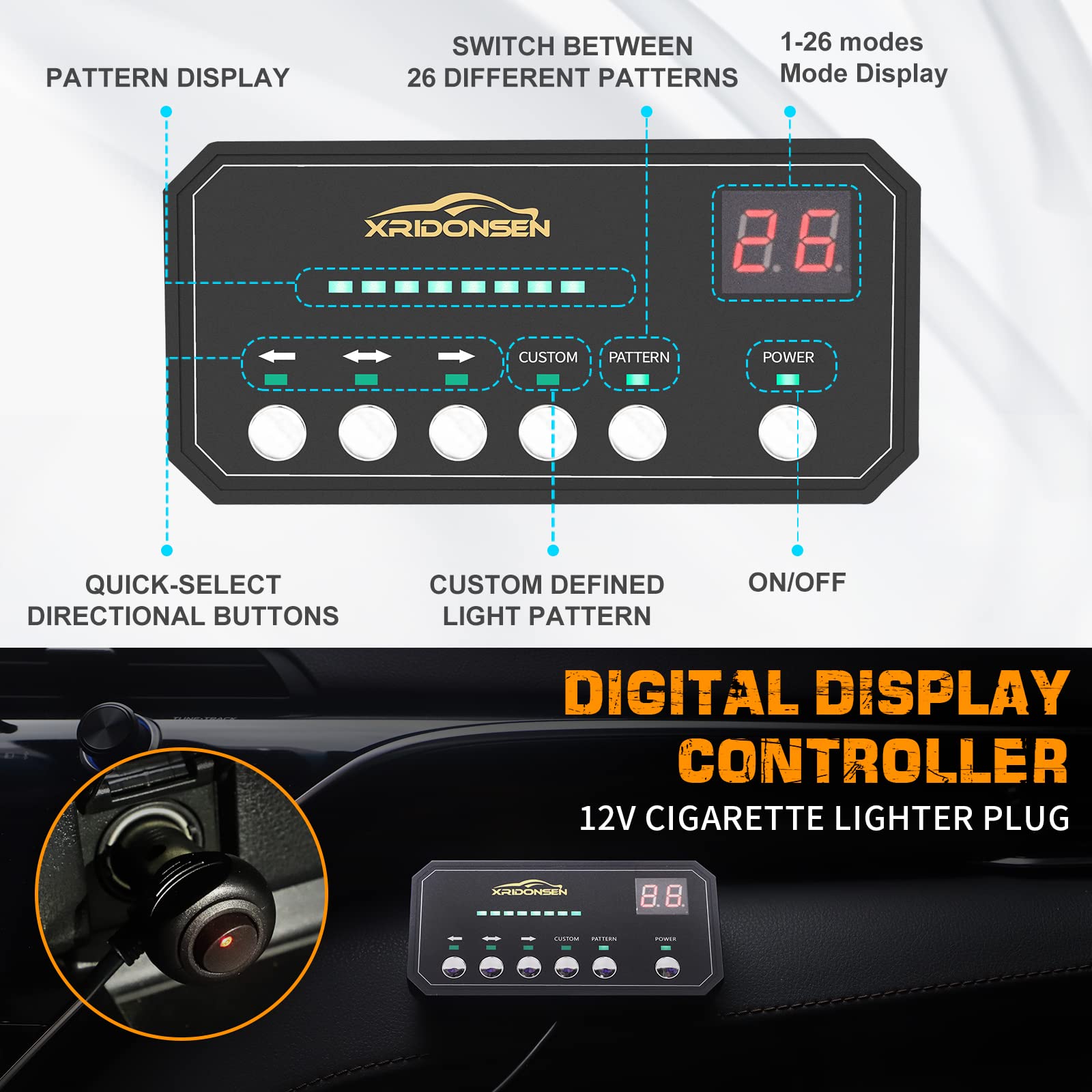 Xridonsen 35 Inch Traffic Advisor Light Bar 144 Led Blue White Emergency Warning Flashing Safety Interior Windshield Strobe Poli