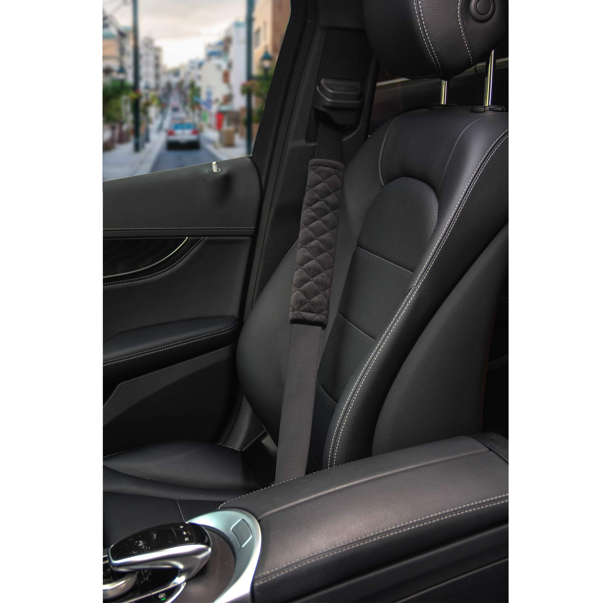 Amooca Soft Auto Seat Belt Cover Seatbelt Shoulder Pad 2 Pcs For A More Comfortable Driving Compatible With All Cars And Backpac