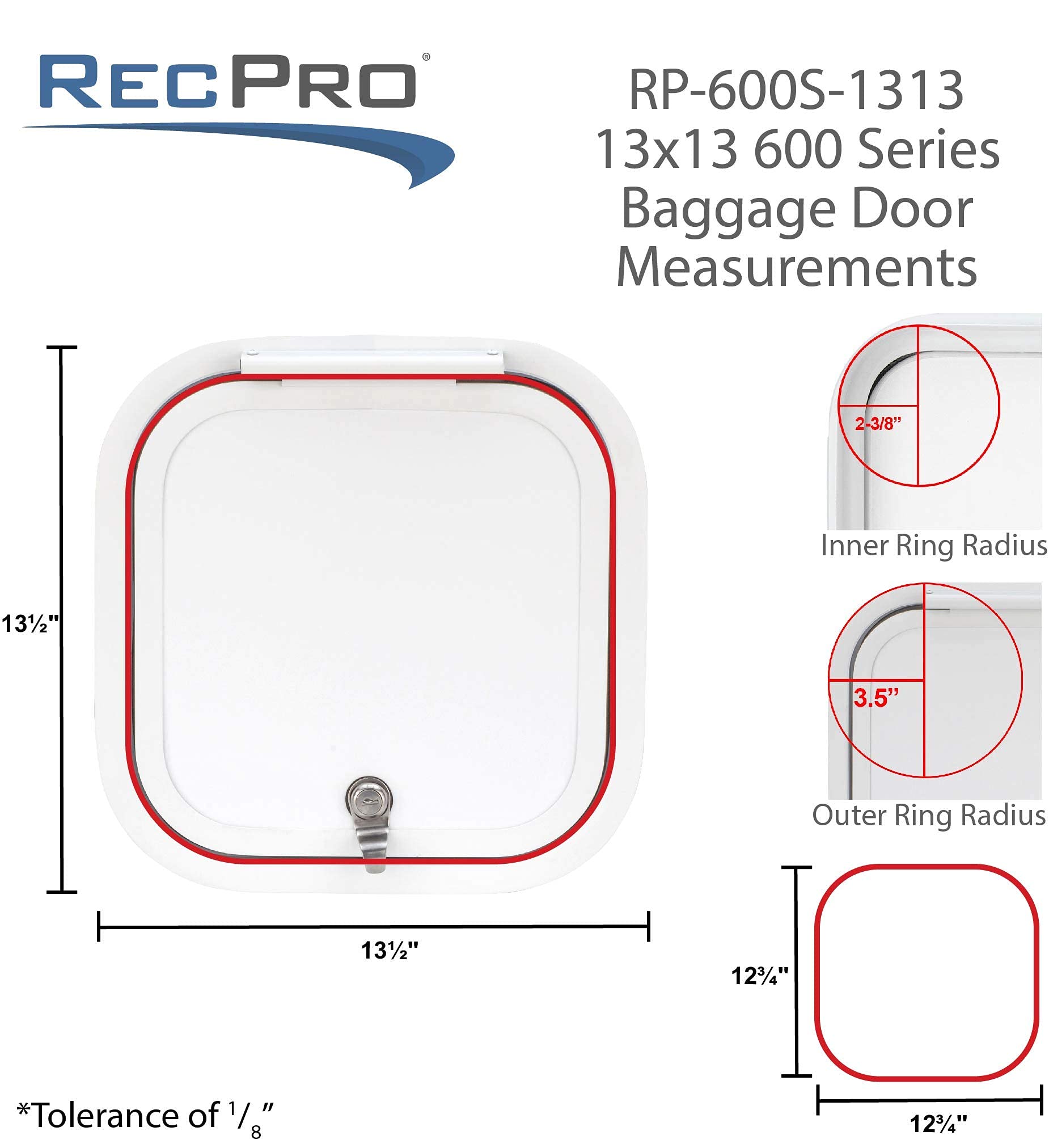 RecPro RV Baggage Door | Rounded Corners | Camper | Compartment Door | Black Fiberglass (13 W x 13 H) | Made in America