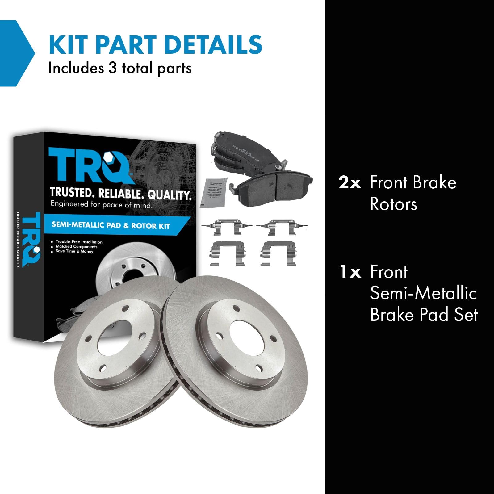Trq Front Brake Pad & Rotor Kit Brake Pads Brake Rotor Semi-Metallic Compatible With 2009-2014 Nissan Cube 2007-2012 Sentra Vers