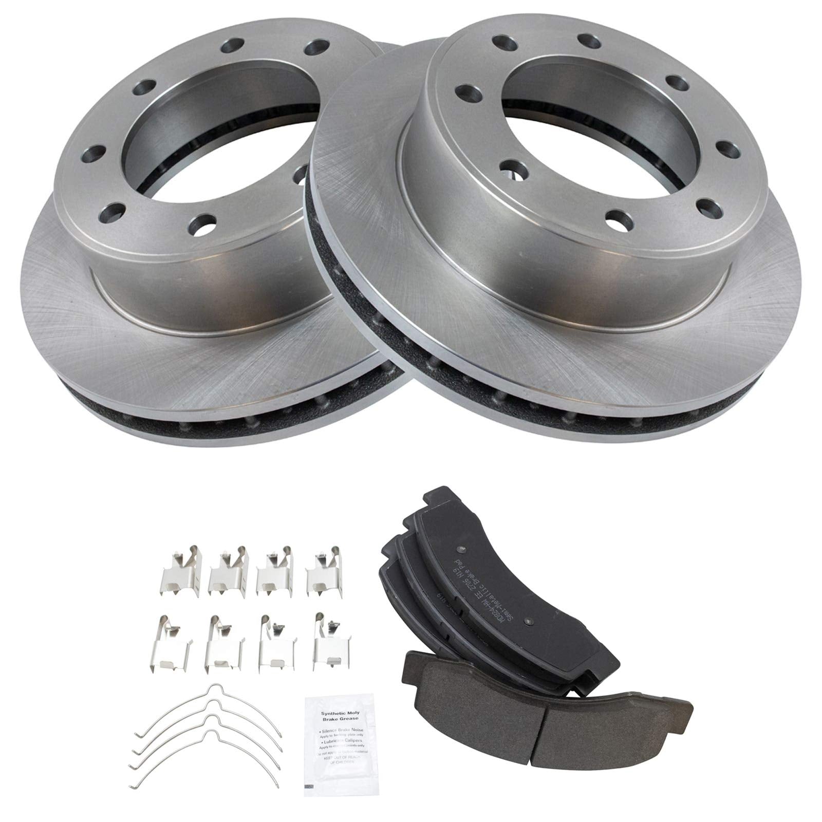 Trq Front Brake Pad & Rotor Kit Brake Pads Brake Rotor Semi-Metallic Compatible With 2000-2005 Ford Excursion 2000-2004 F-250 Su