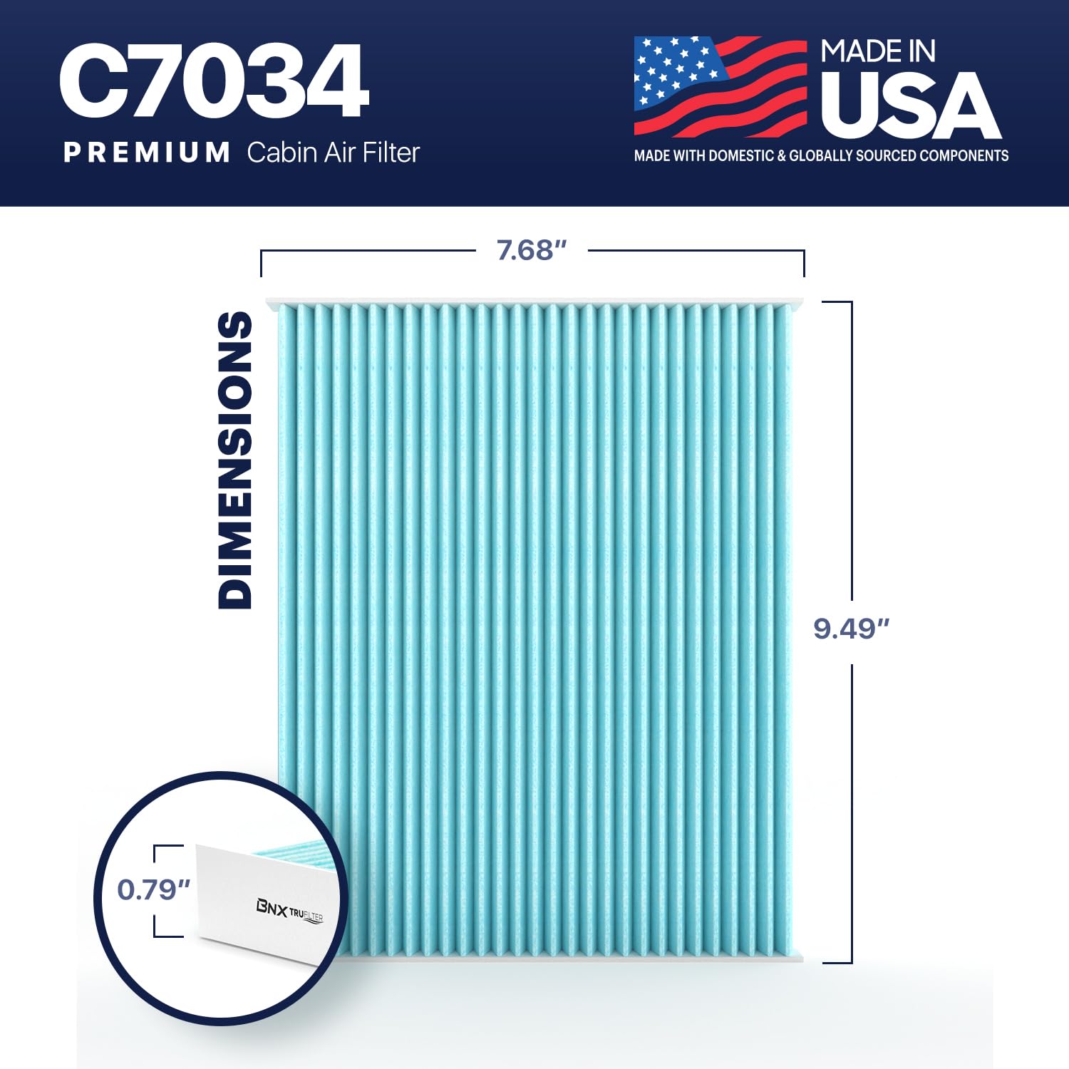 Bnx Trufilter C7034 Cabin Air Filter, Hepa 99.97%, Compatible With Hyundai: Accent, Elantra, Elantra Coupe, Elantra Gt, Tucson,