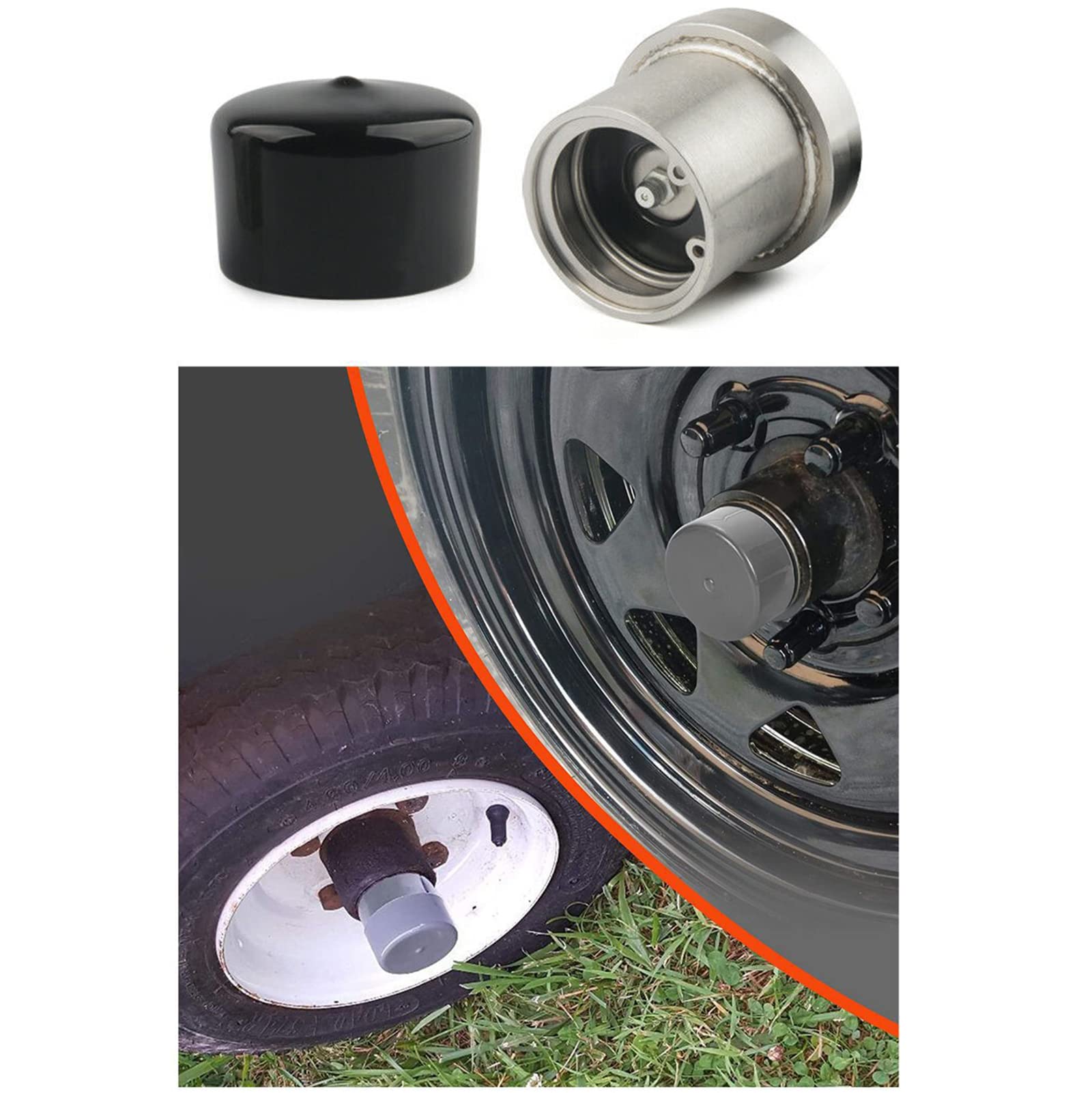 Fdxgyh 2 Pcs 1.98-Inch Bearing Bars Cover Bearing Rubber Caps Trailer Wheel Hub Dust Covers Replacement Bearing Protector (Black