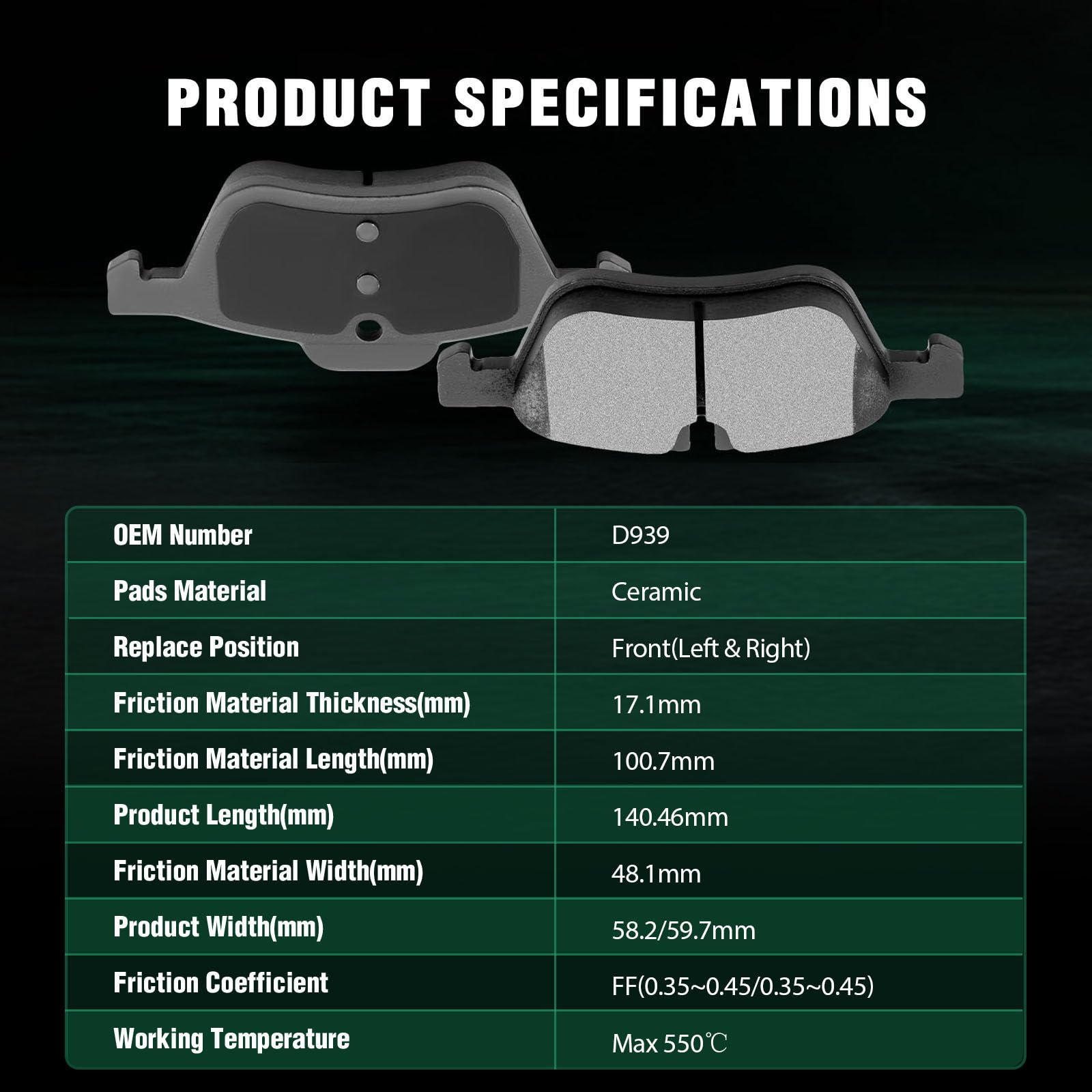 Automuto 8Pcs Front & Rear Ceramic Disc Brake Pads Set D1060 D939 For Mini Cooper 2002-2008