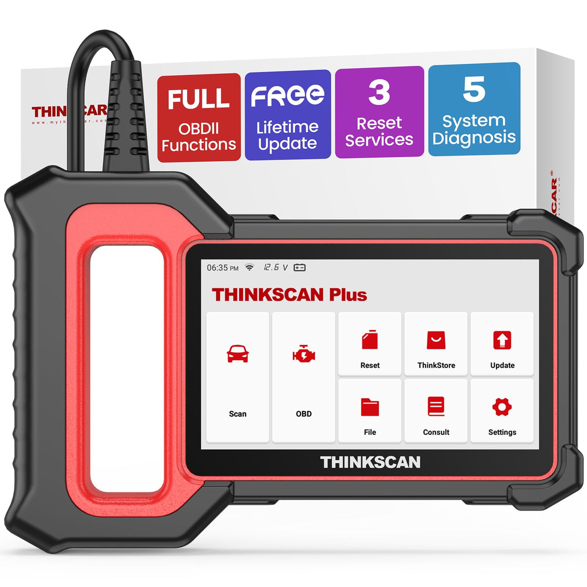 Thinkcar Obd2 Scanner, Thinkscan Plus S4 Abs/Srs/Tcm/Ecm/Bcm Diagnostic Scanner, Code Reader Car Diagnostic Tool With 3 Resets, 