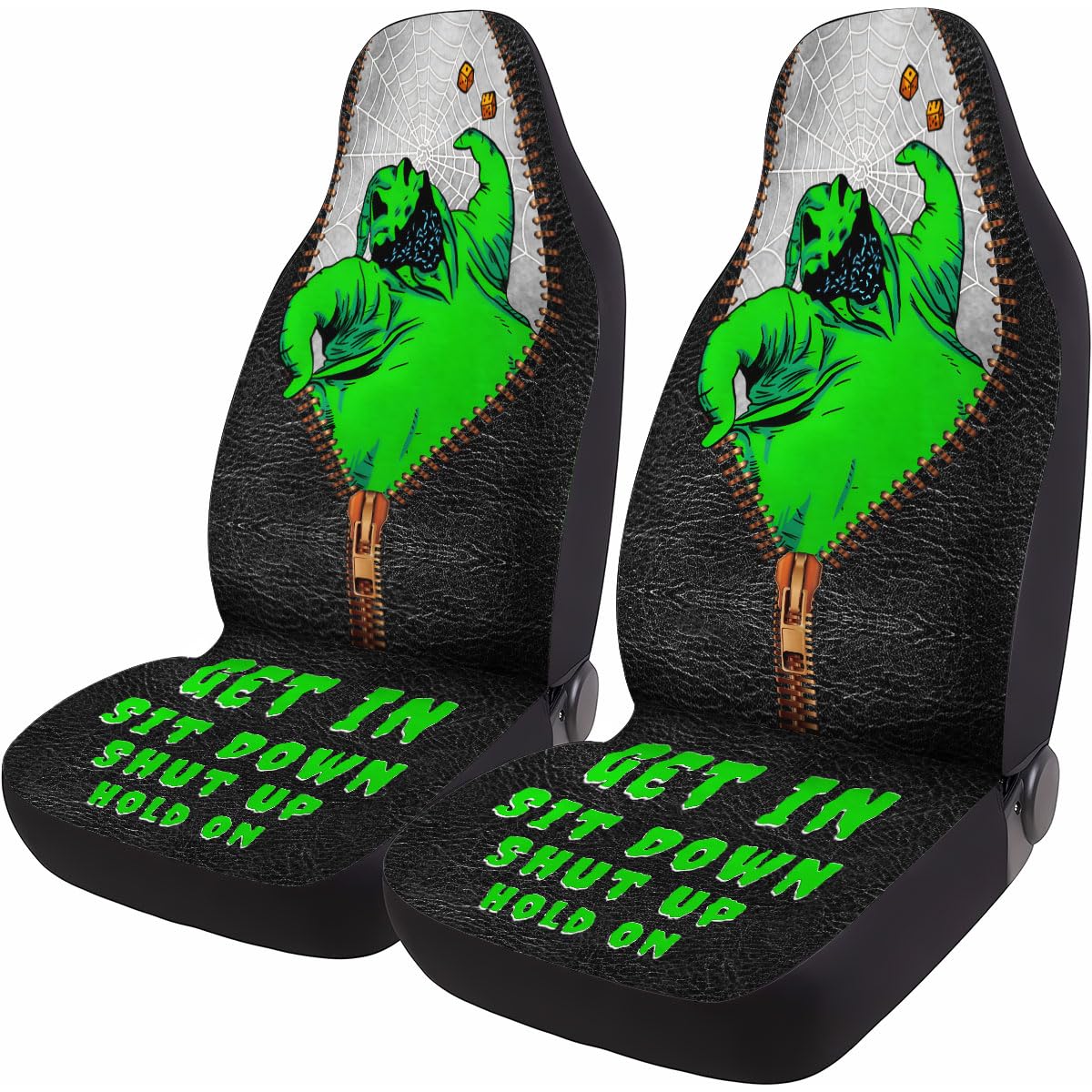 GENANY Creepy Ghost Skellington Nightmare 2 Front Car Seat Covers for Truck Sedan SUV, Horror Movie Durable Automotive Seat Cove