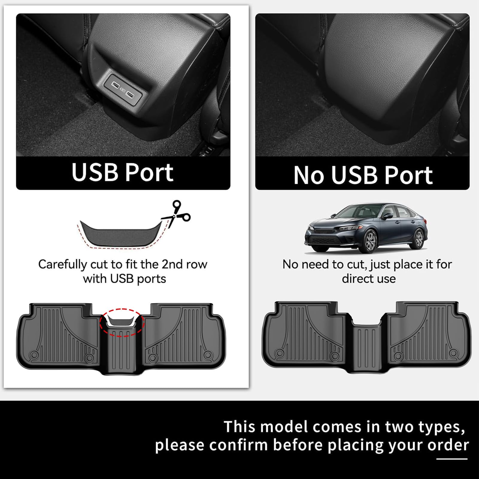 Floor Mats Fit for Honda Civic 2022-2024 All Models/for Acura Integra 2023 2024 Car Mats - All Weather Protection TPE Car Floor