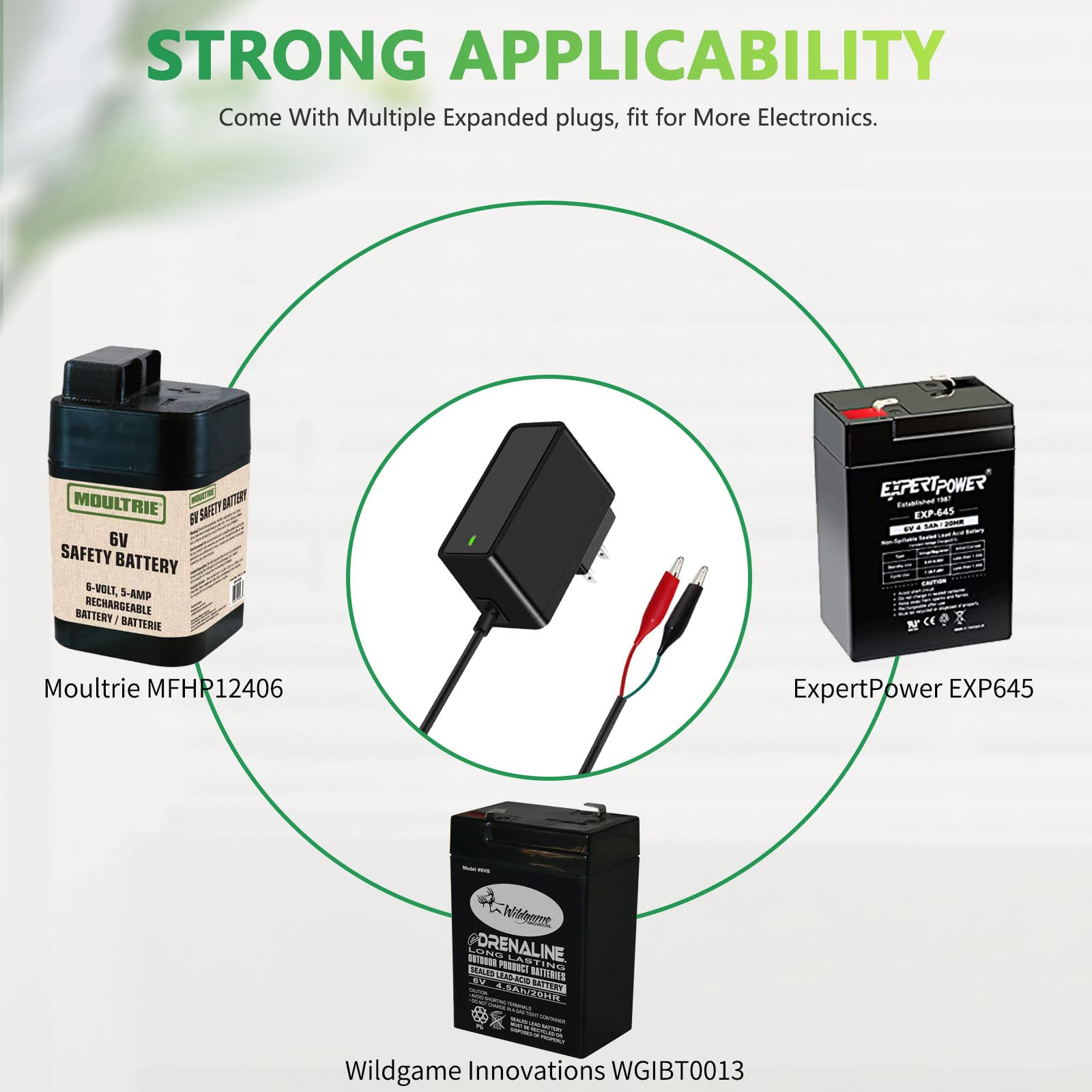 Bouge 6 Volt Battery Charger for Moultrie Battery, ExperPower Battery, Motorcycle Battery, Interatate Batteries, Wildgame Innova