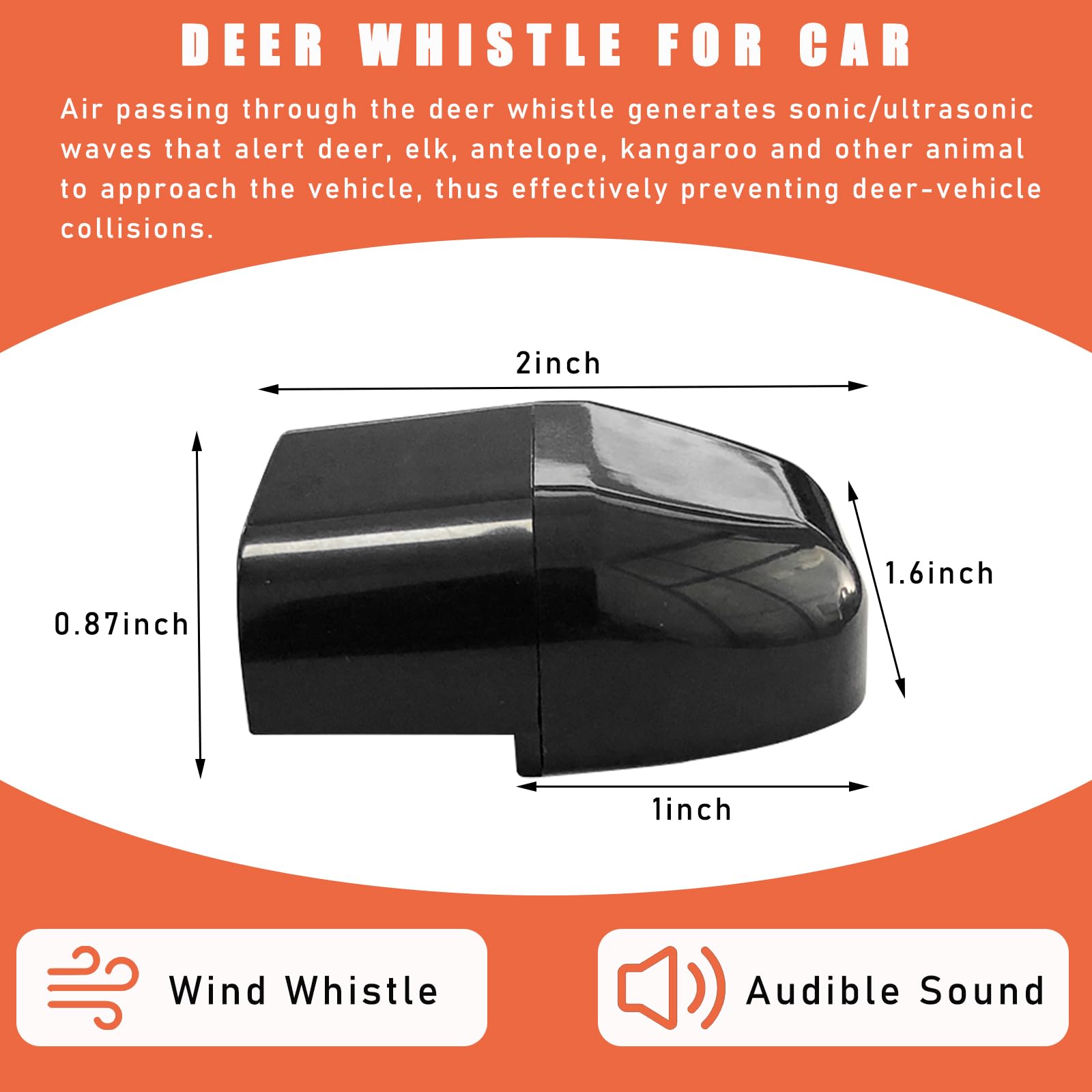 Dickno 2 PCS Deer Whistles for Car, Automotive Deer Warning Whistle Devices, Animal Warning Devices Avoids Collision, Universal