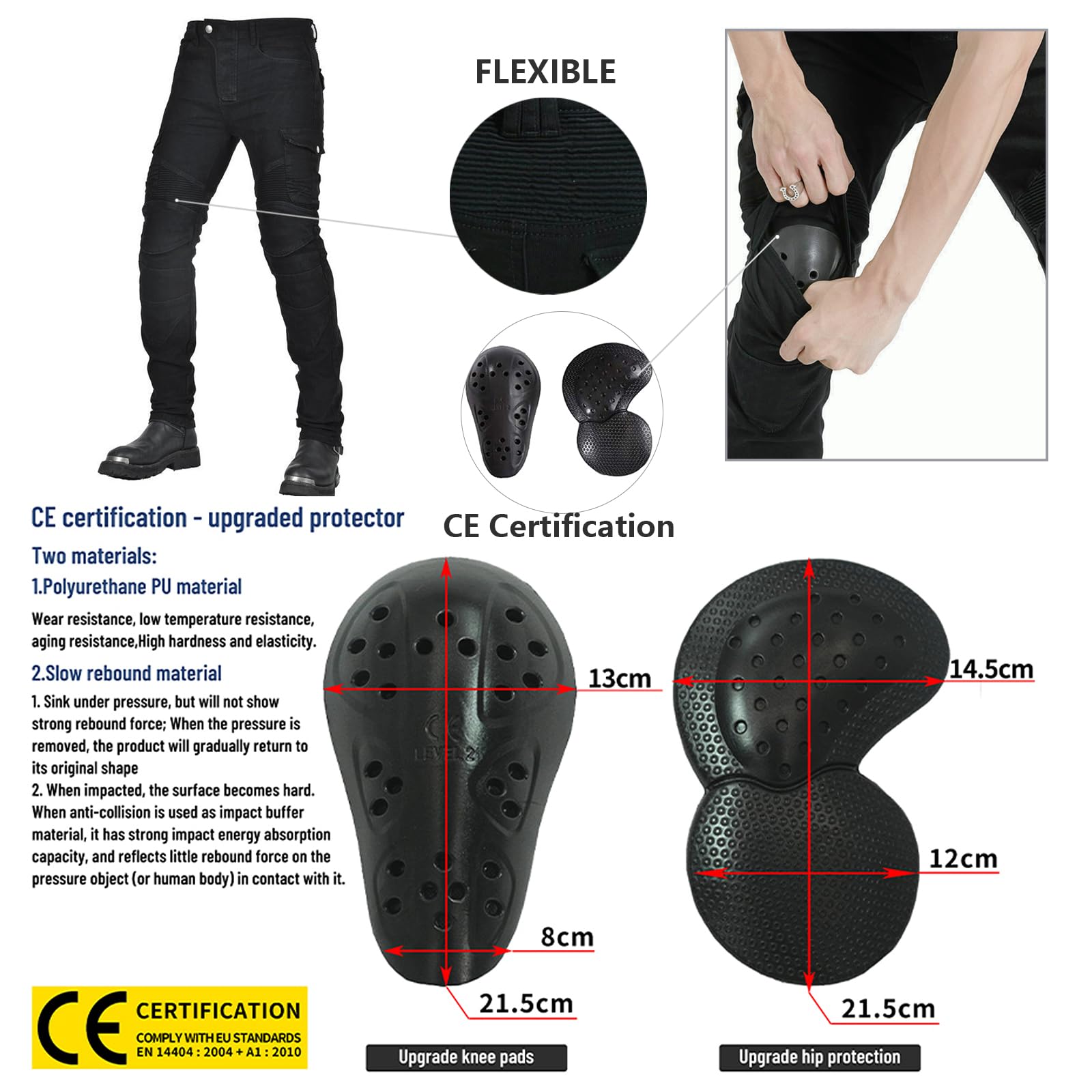 LOMENG mens Motorcycle Pants Motorbike Riding Denim Jeans Biker Motocross CE Removable Armored, Black1, 28 Regular