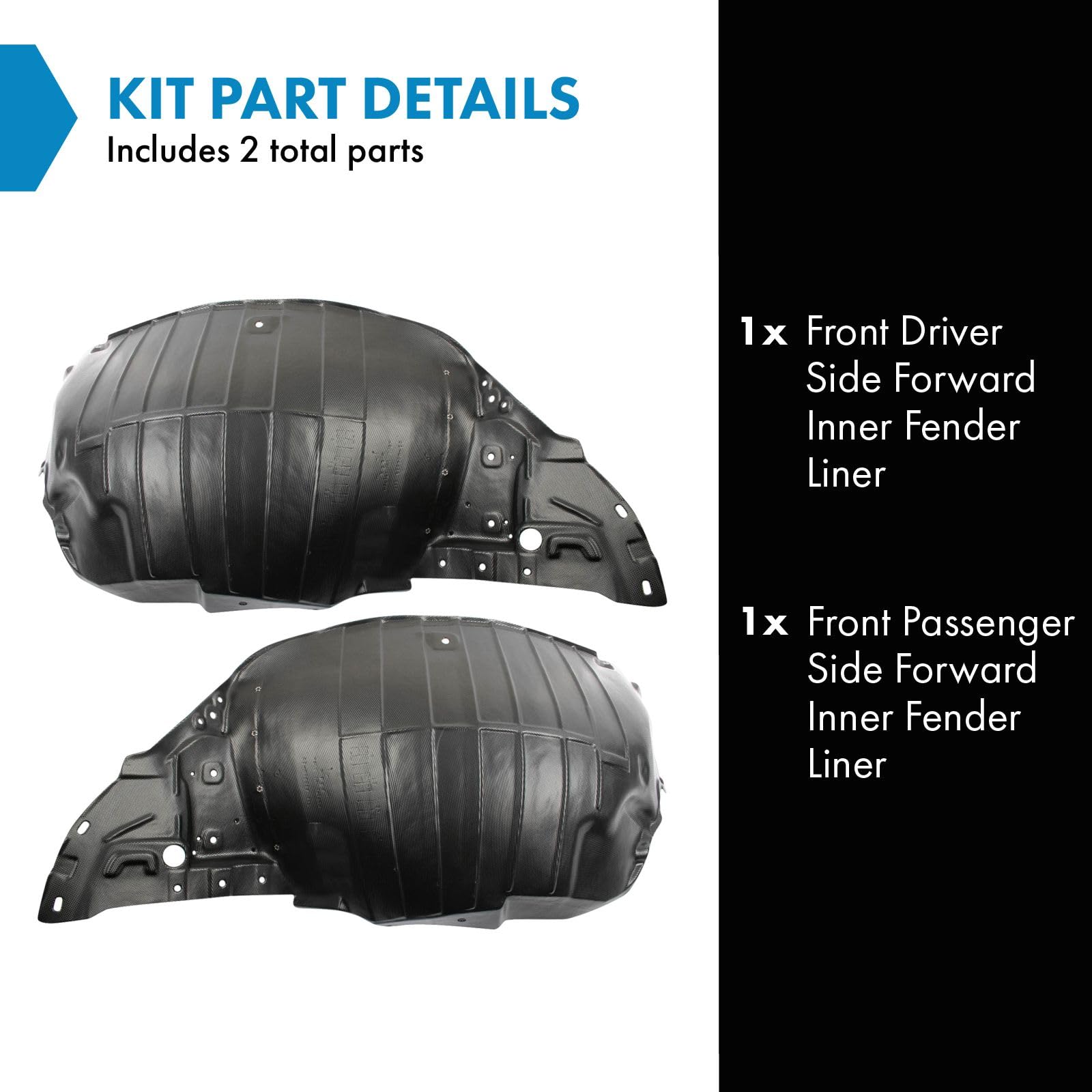 Trq Front Inner Fender Liner Set Compatible With 2009-2020 Nissan 370Z Ni1248121 Ni1249121