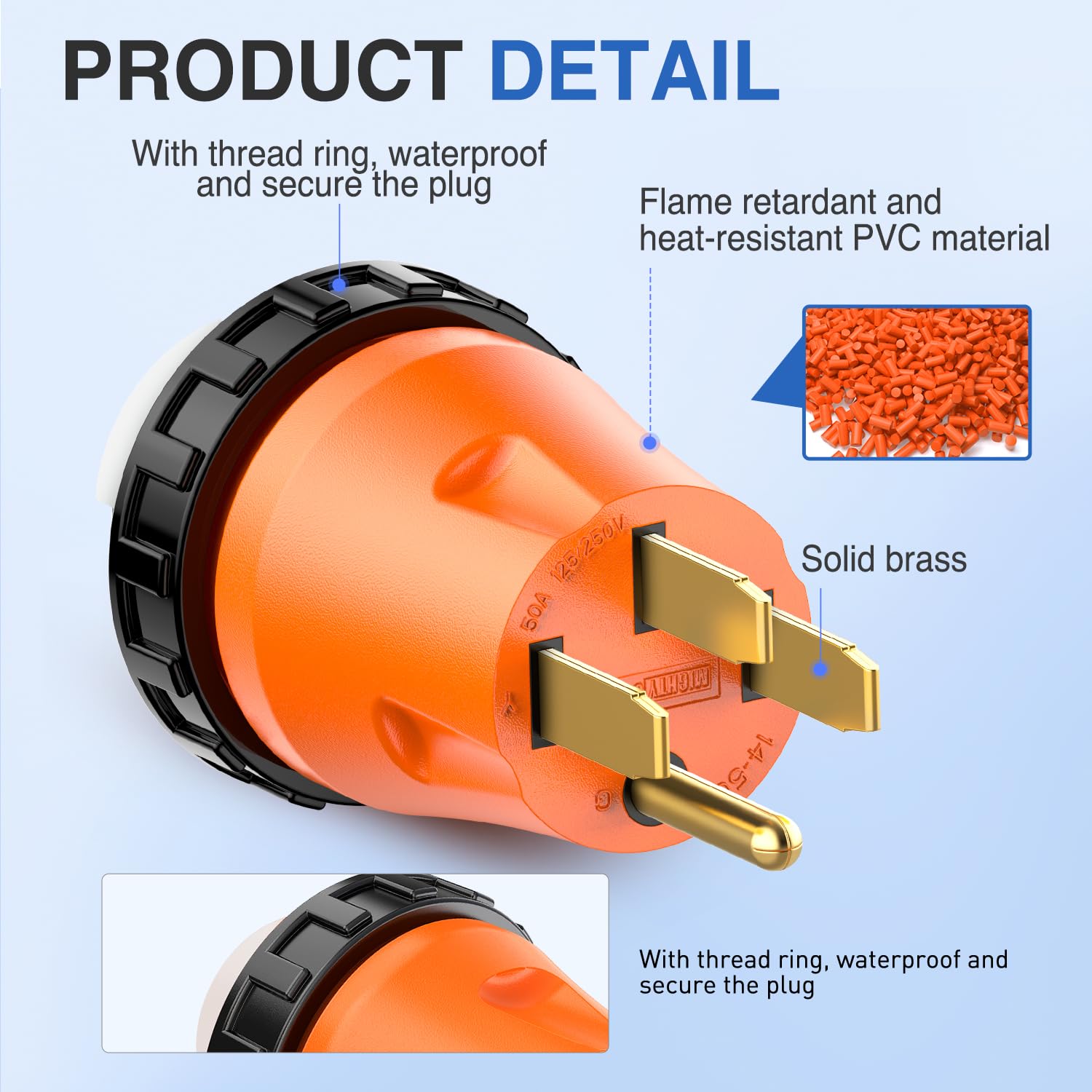Nilight 50 Amp To 50Amp Rv Power Adapter 125/250 Volt Twist Locking Connector 14-50P To Ss2-50R 50A Male Plug To 50A Female Rece