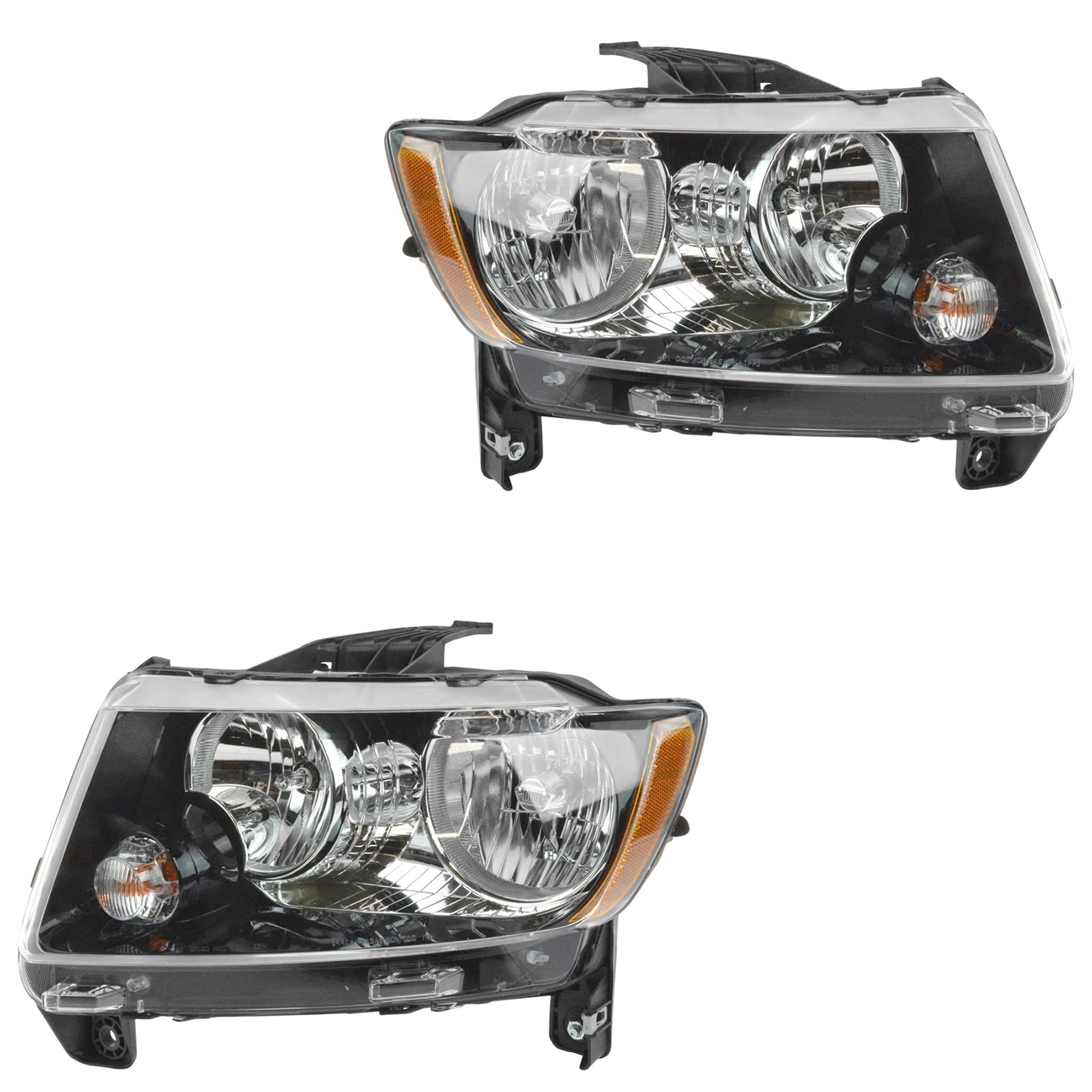 Trq Driver & Passenger Side Headlight Assembly Set Headlights Driver & Passenger Side Compatible With 2013-2017 Jeep Compass Ch2