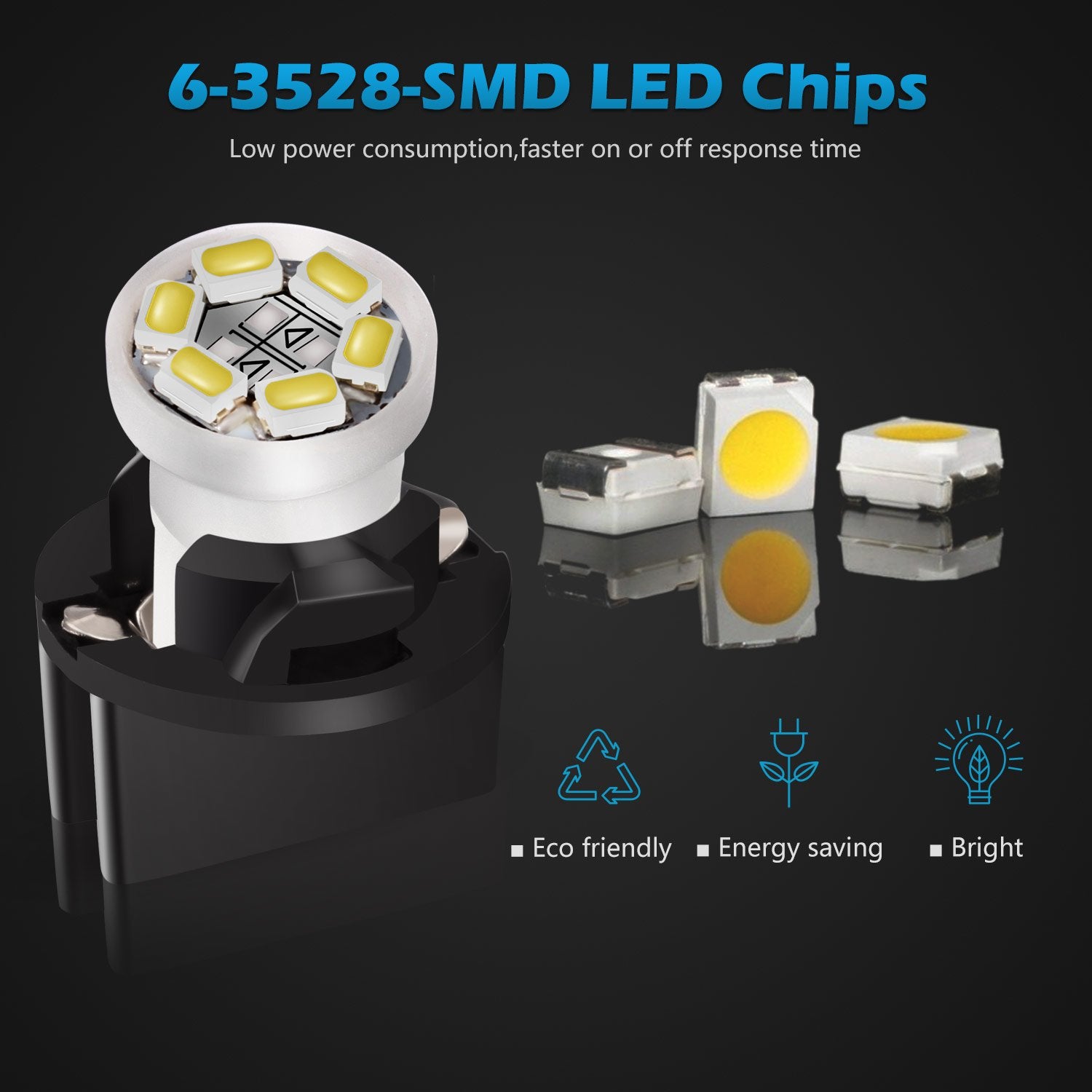 Partsam T10 194 168 Led Dash Instrument Light Bulbs White With Twist Lock Socket, Super Bright T10 Instrument Panel Gauge Cluste