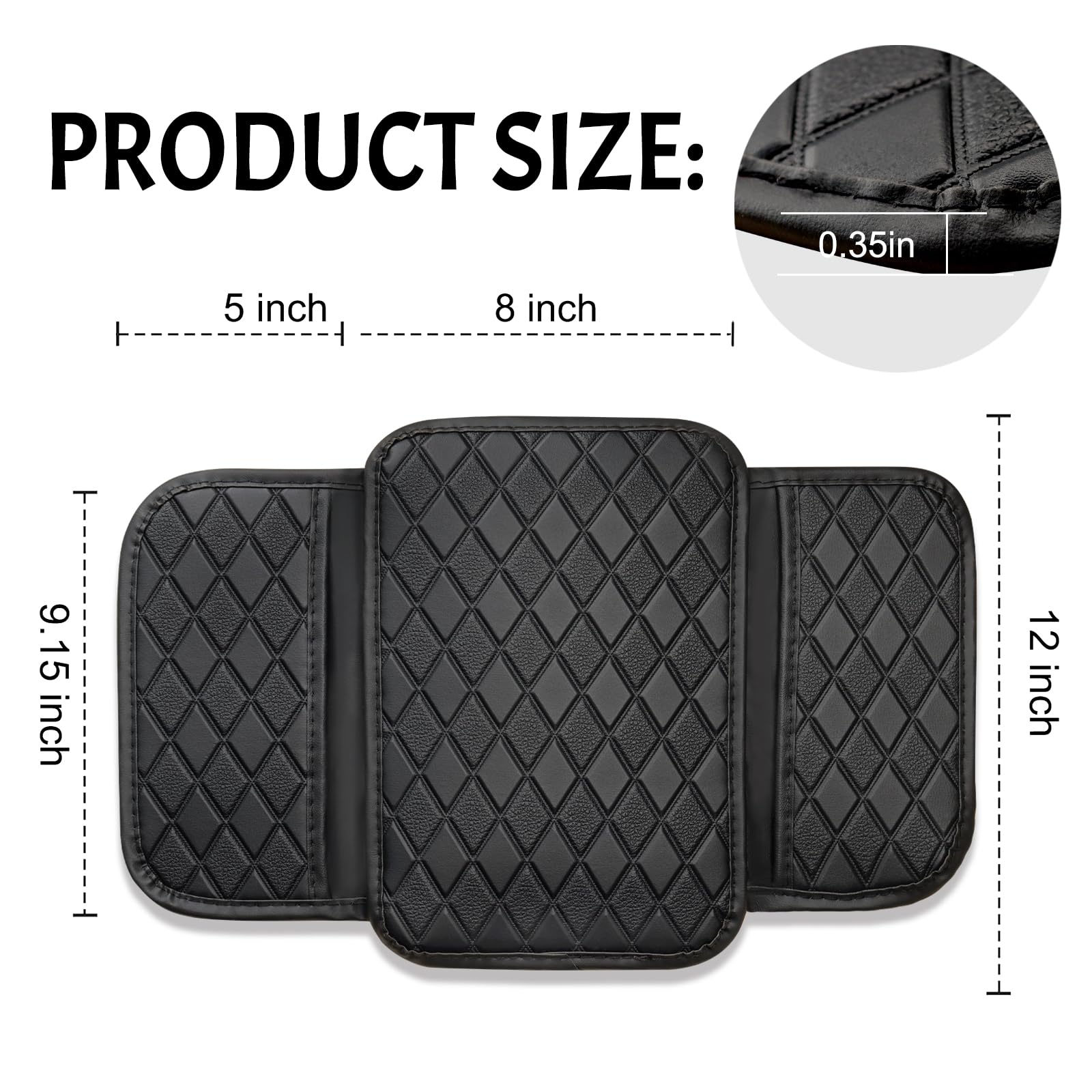 Center Console Cover Universal Armrest Cover With 2 Storage Bags Leather Car Middle Console Cover Arm Rest Cover For Car Interio