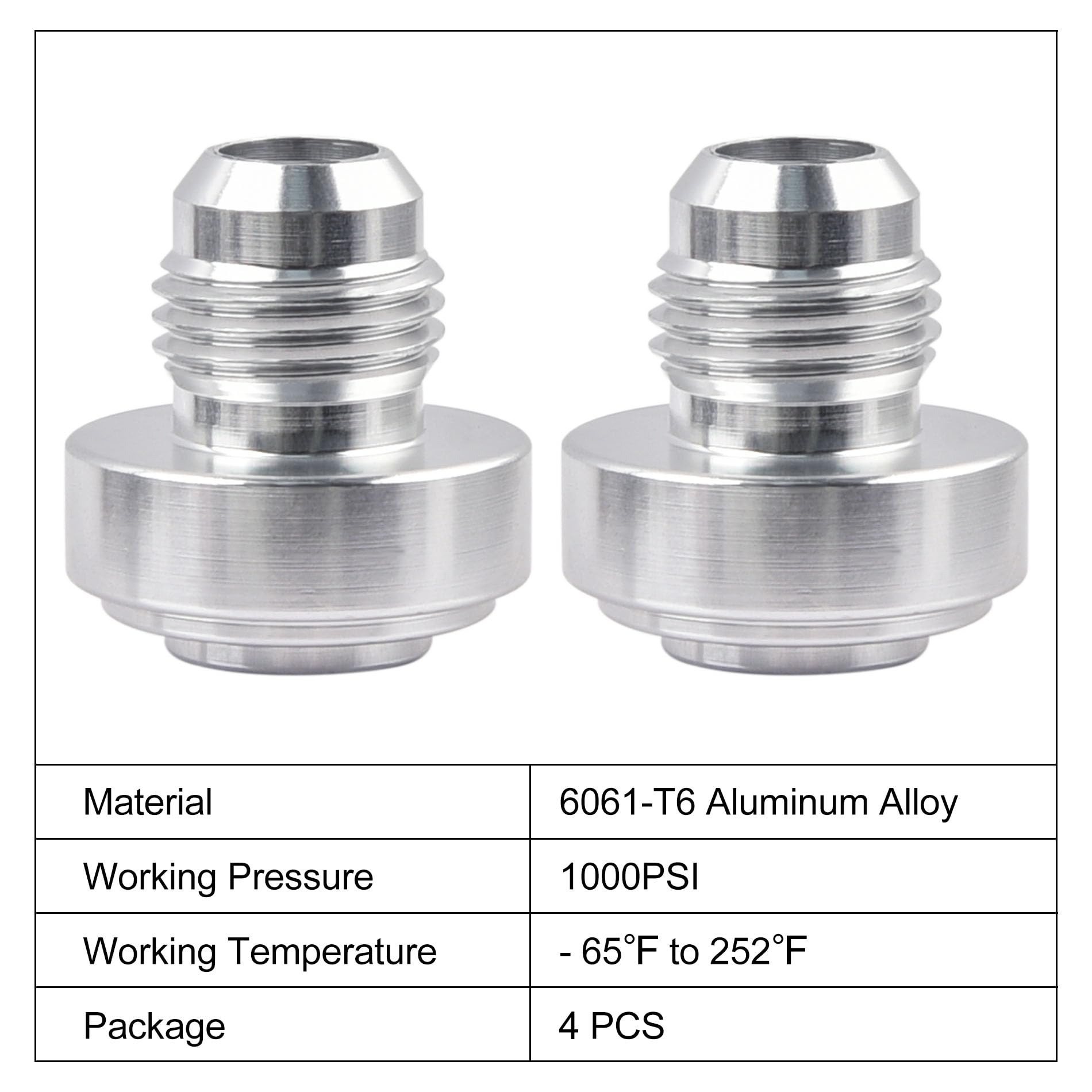 EVIL ENERGY 6AN Male Weld on Bung Fitting Aluminum 4PCS
