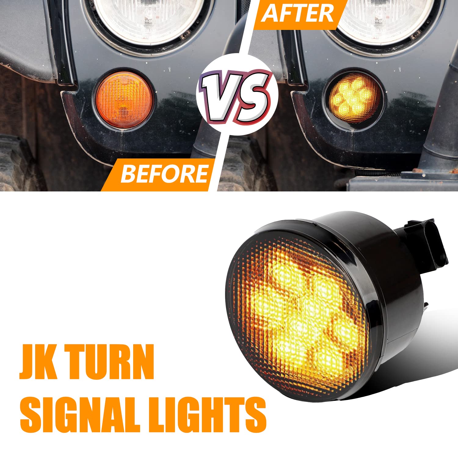 B.Zssy Jk Turn Signal Lights Assembly Compatible With 2007-2018 Jeep Wrangler Jk & Wrangler Unlimited, Led Front Indicator Blink