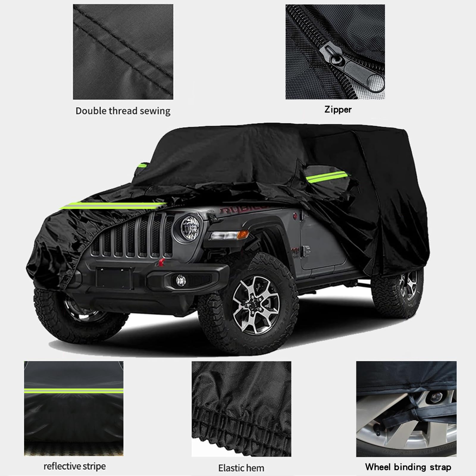 JZAHYUK Waterproof Car Cover for Jeep Wrangler 2 Door, All Weather for Jeep Rain Cover for Automobiles, Outdoor Full Exterior fo