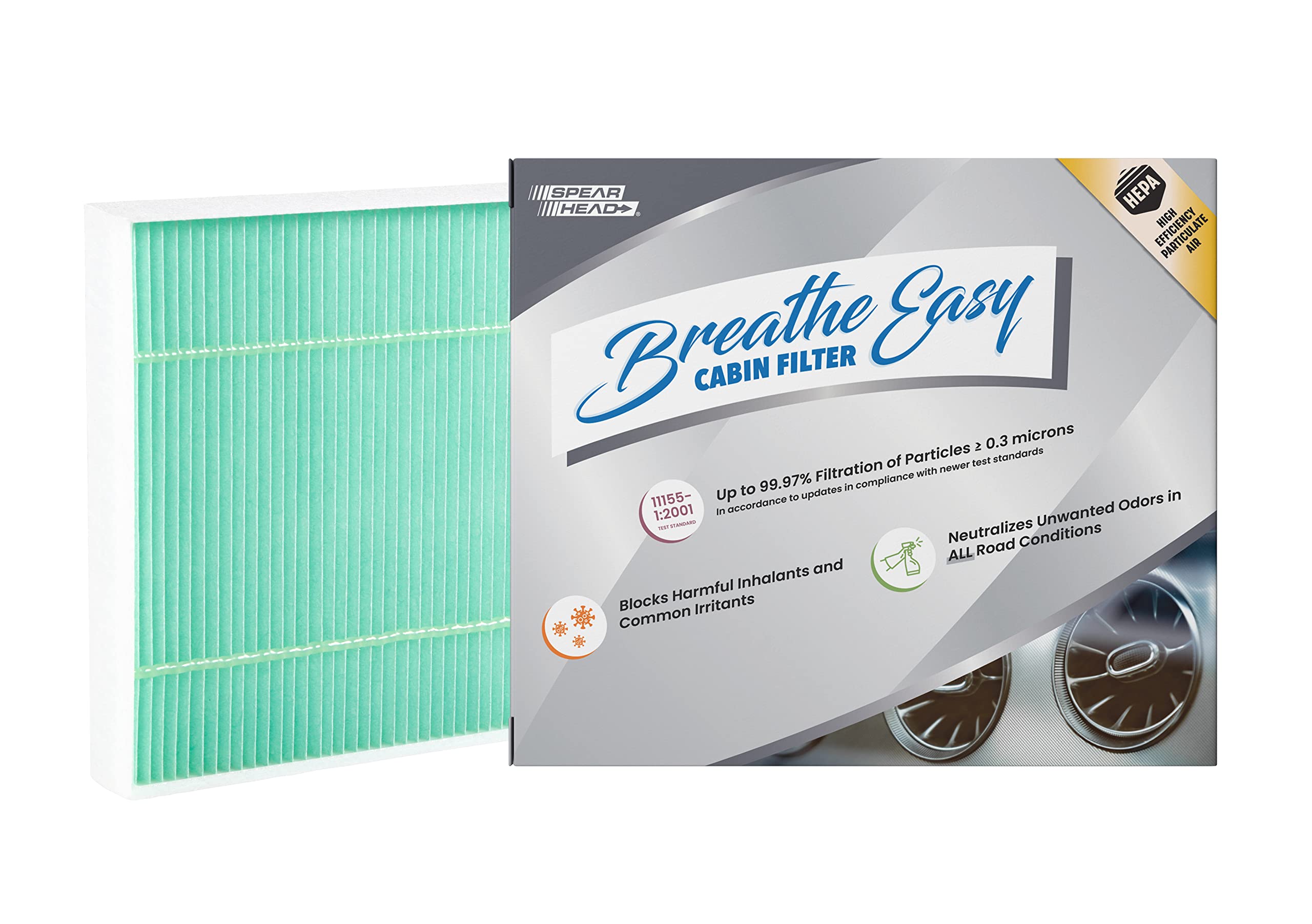 Spearhead Hepa Breathe Easy Cabin Filter, Up To 99.97% Filtration Of 0.3 Micron Particles W/No Airflow Reduction (Be-176H)