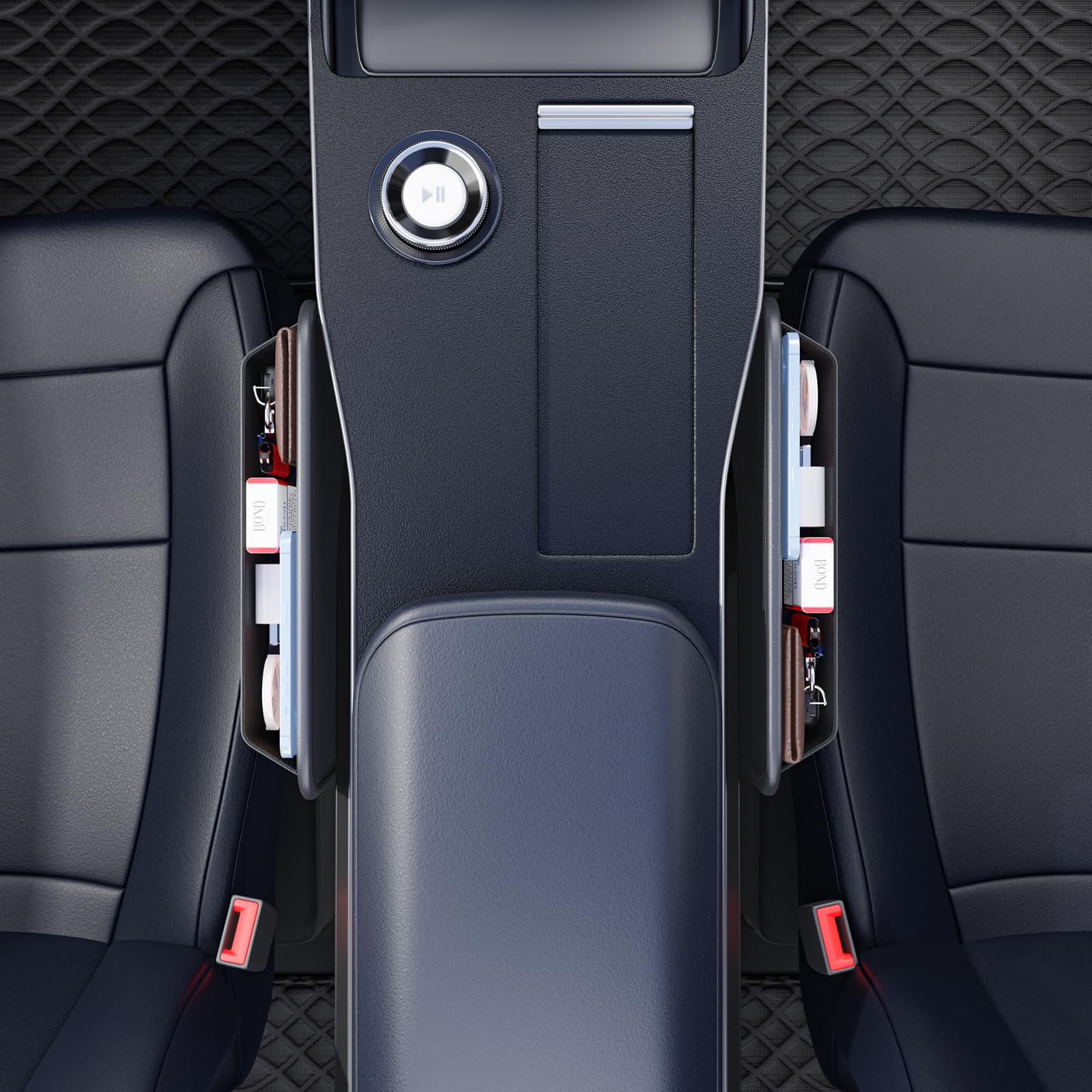 Wanfuder Car Seat Gap Filler Leather Car Box Organizers And Storage Front Seats Interior Automotive Essentials - Car Accessories For Phones, Glasses, Keys, Cards-1 Pack1