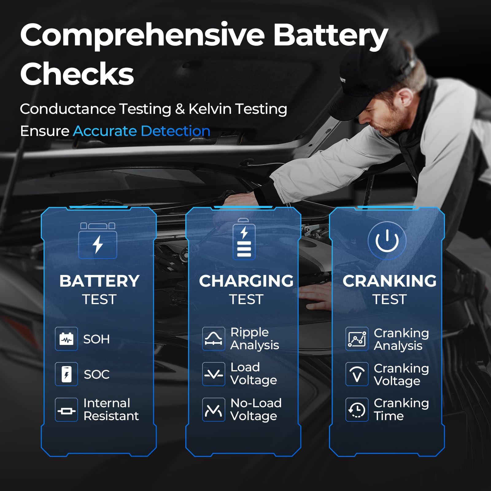 Car Battery Jump Starter And Battery Tester Topdon 2-In-1 2200A Peak Jump Starter For Up To 8L Gas/6L Diesel Engines 12V Portabl