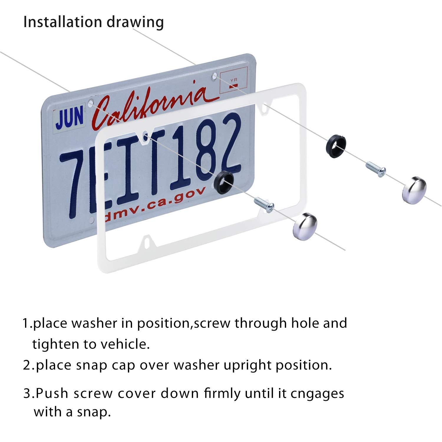 Livtee 4 Holes Stainless Steel License Plate Frames, 2 Pcs Car Licence Plate Covers, Automotive Exterior Accessories Slim Design