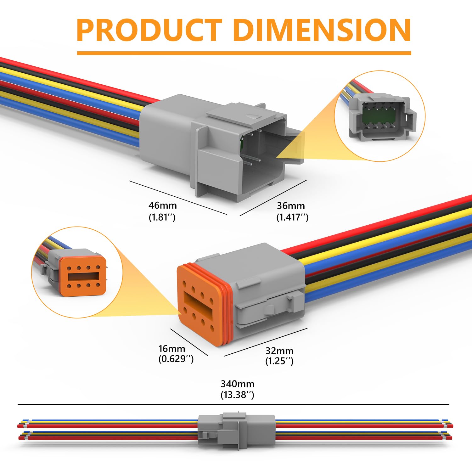 Newdeli Deutsch 8 Pin Connector Kit Waterproof Electrical Connector 16 Awg Male And Female Automotive Wire Connectors For Car Tr