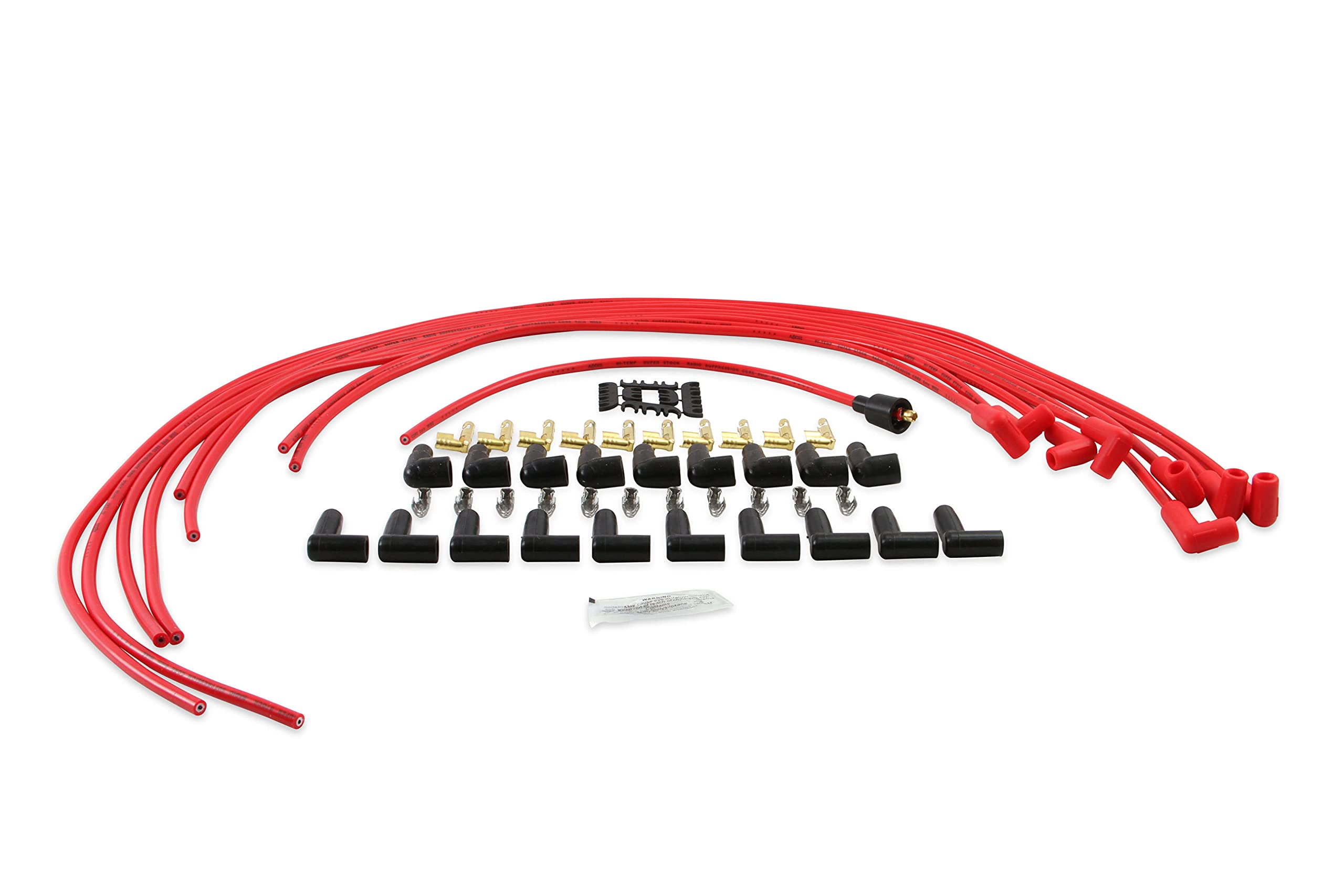 Accel 4041R Spark Plug Wire Set- 8Mm - Super Stock Universal With Graphite Core - Red Wire With Red 90 Degree Boots