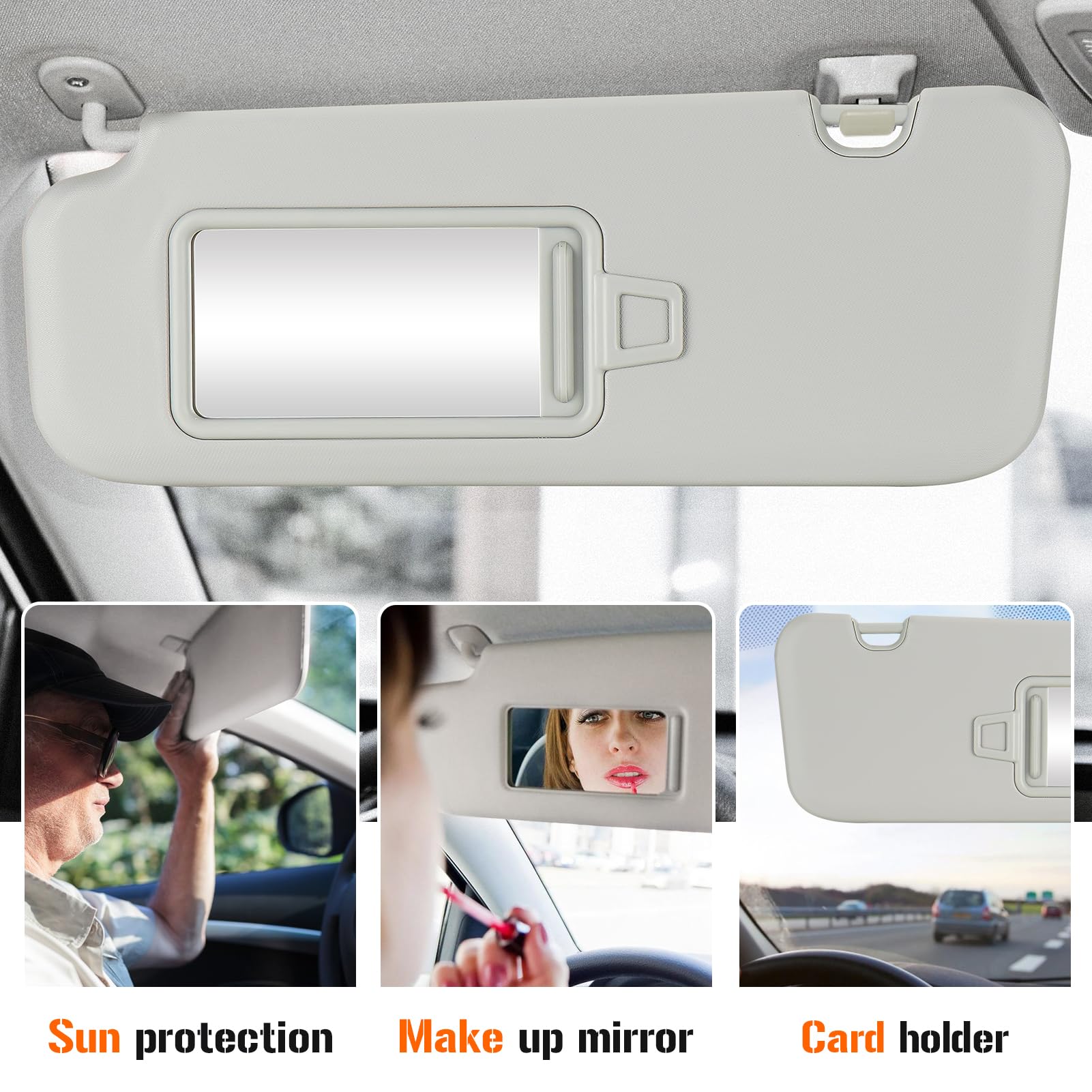 Left & Right Sun Visor for 2017-2019 Hyundai Elantra, Driver & Passenger Side Grey Sunvisor Replace 85210-F0100TTX 85210F0100TTX