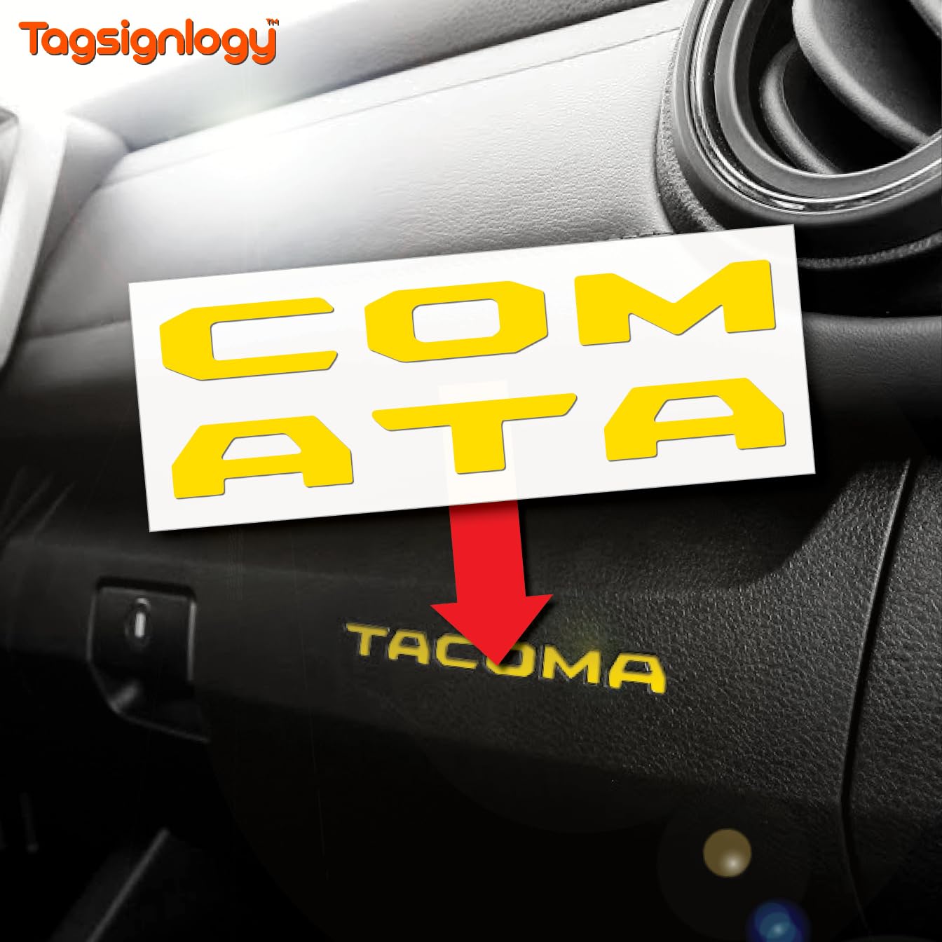 (2 Sets) Prime Series UV Weatherproof Vinyl Decals for Glove Box Dashboard Letter Inserts Compatible 2016-2023 Toyota Tacoma (Ma